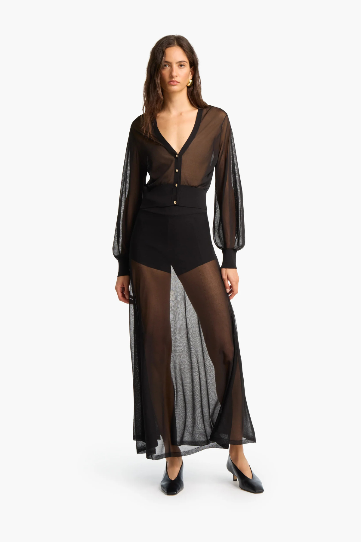 Dodiee Dakota Sheer Cropped Cardigan - Black
