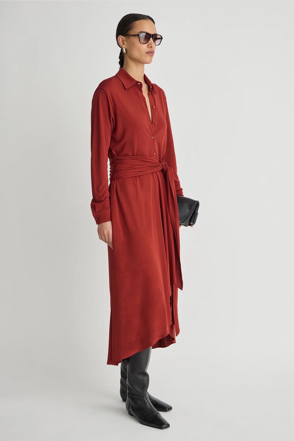 Apiece Apart Merce Slinky Wrap Dress - Cinnamon