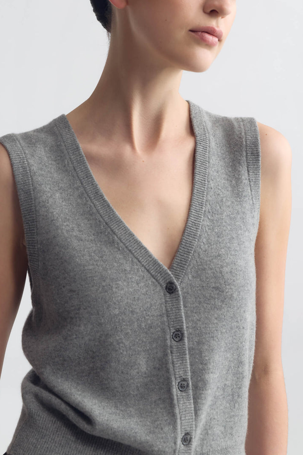 Nili Lotan Porter Sweater Vest - Pebble Grey Heather