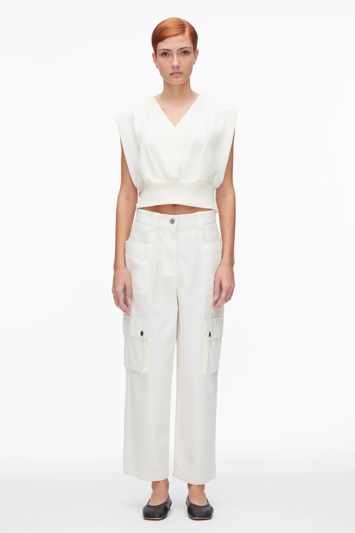 3.1 Phillip Lim Draped Sleeveless French Terry Top