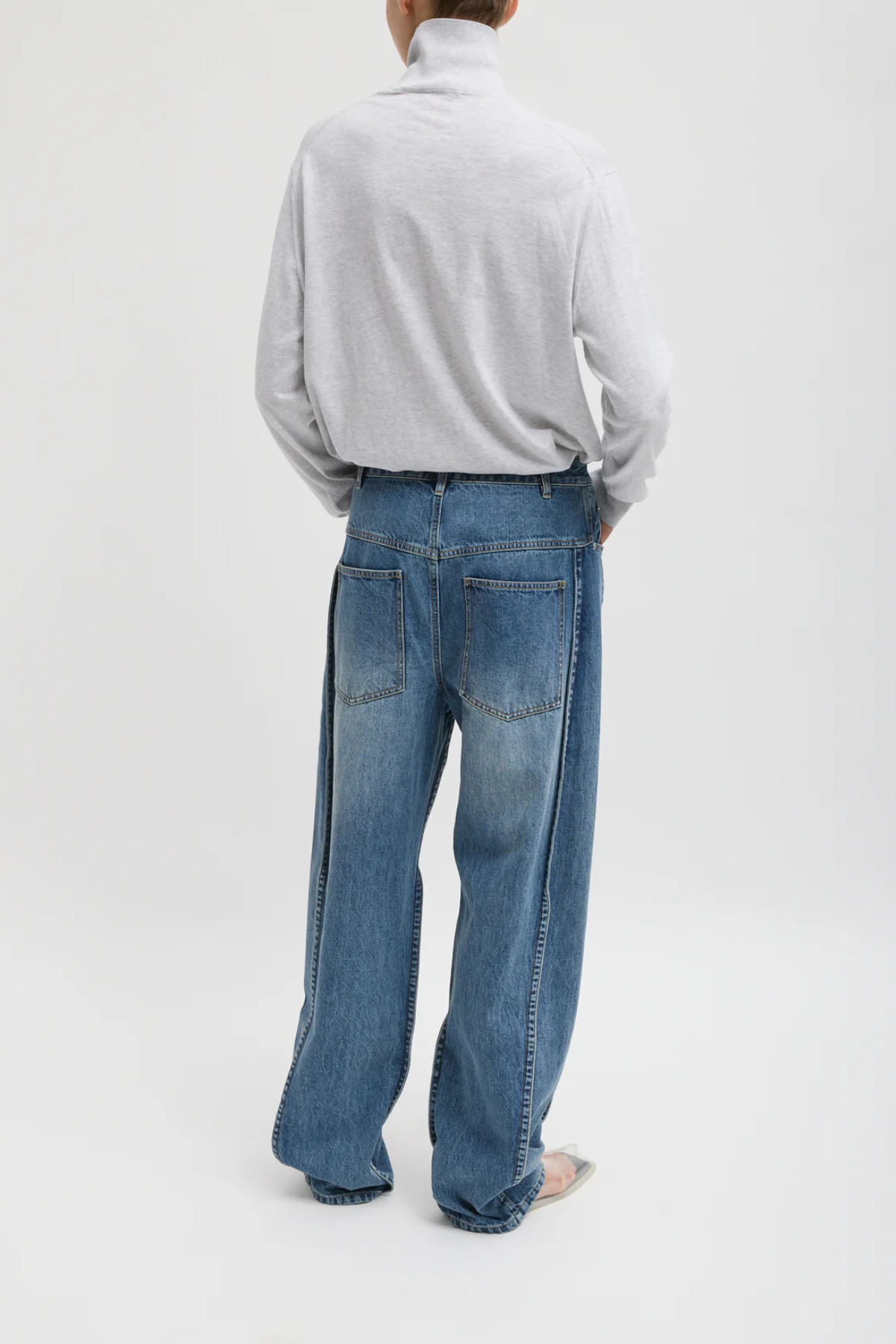 Tibi Spring Denim Tuck Jean Regular Length - Classic Blue
