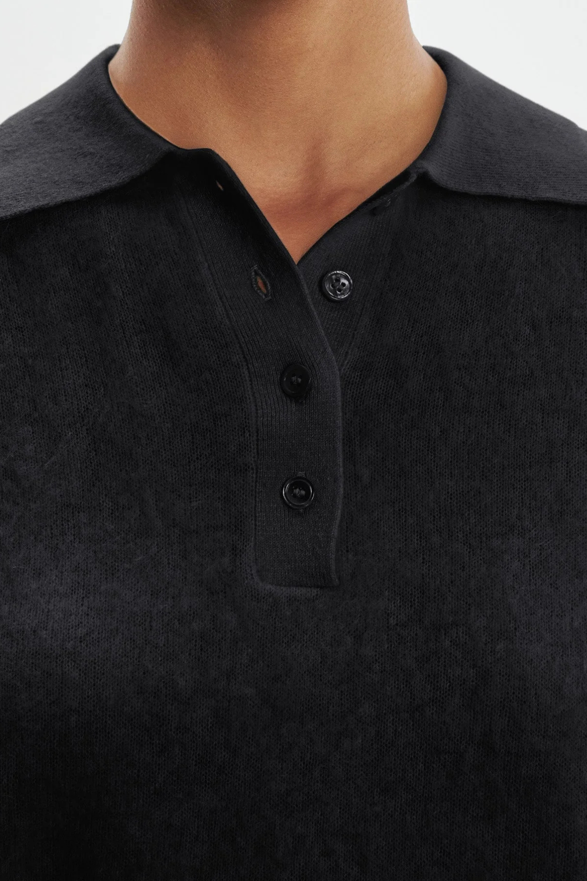 Majestic Filatures Brushed Cashmere Short Sleeve Polo - Noir