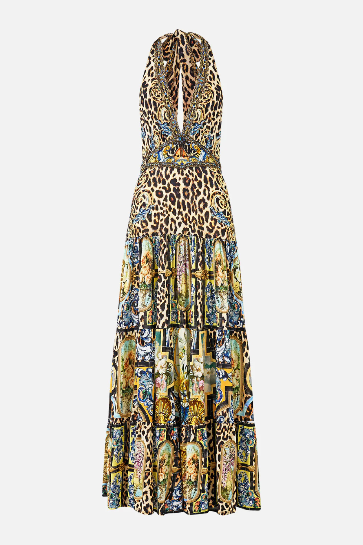 Camilla Halter Jersey Dress With Tiered Skirt - Sevillian Style