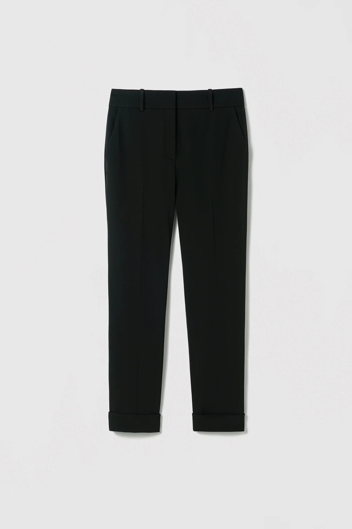 Judith & Charles Russo Pant in deep green, featuring slash pockets, back welt pockets, a hook-and-eye zip closure, belt loops and a cuffed hem.
