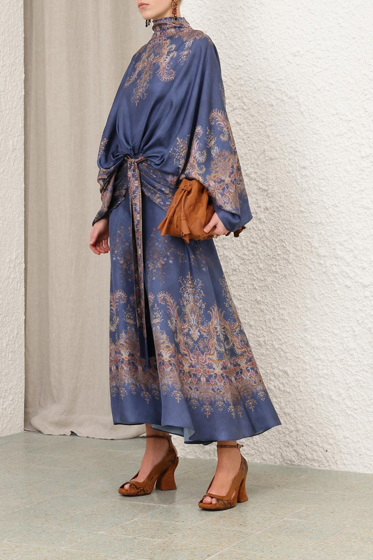 Zimmermann Valiant Batwing Gown - Navy Paisley