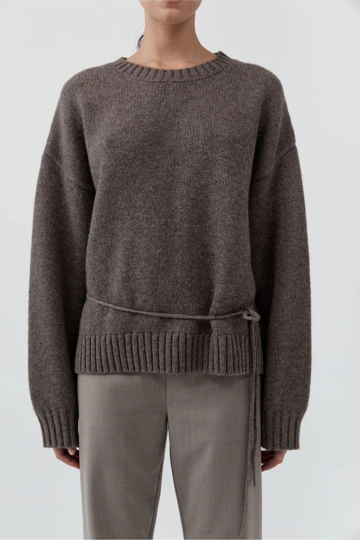 St. Agni Wool Crewneck Jumper - Taupe Melange