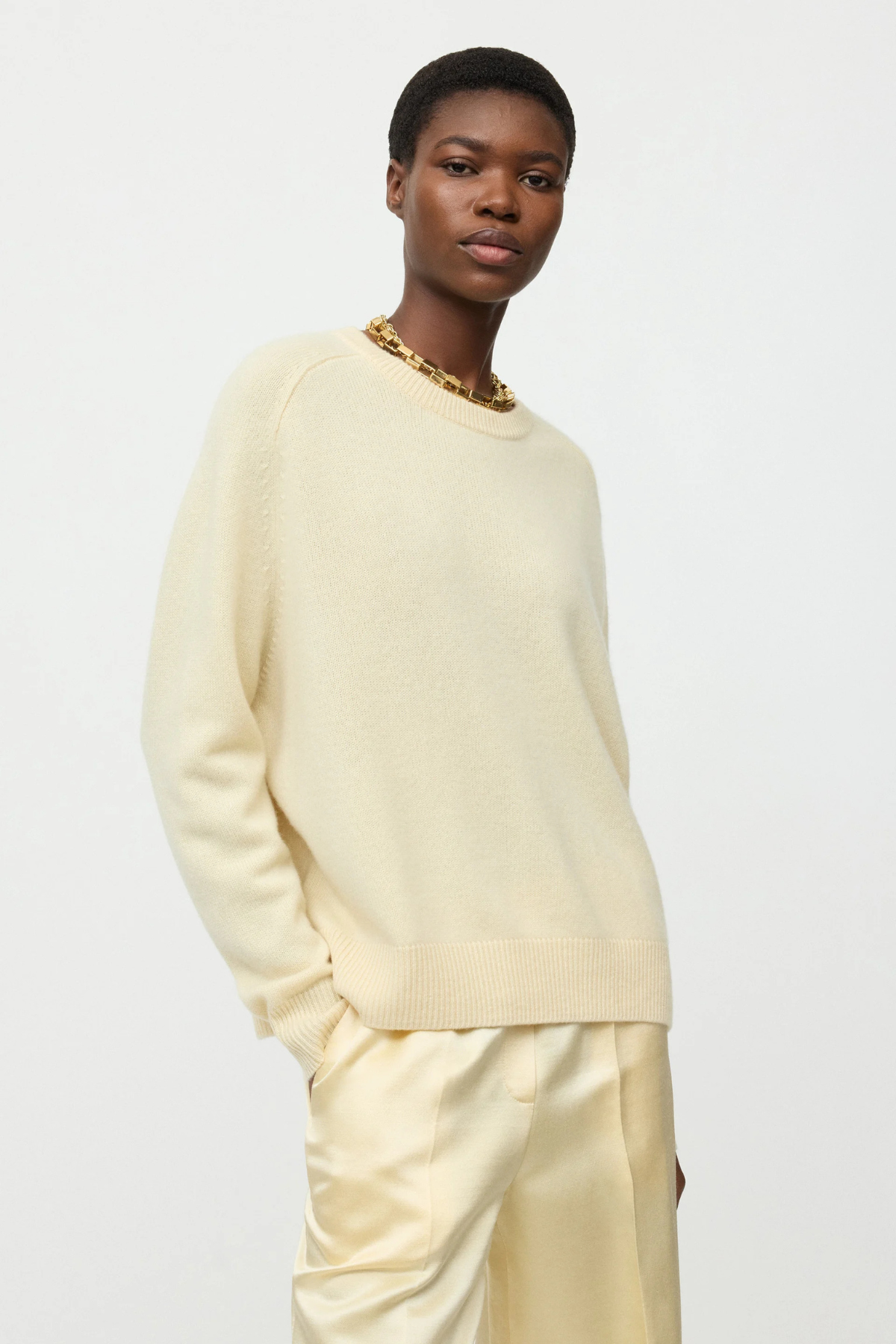 Soft Goat Boyfriend Crewneck - Waxed Paper