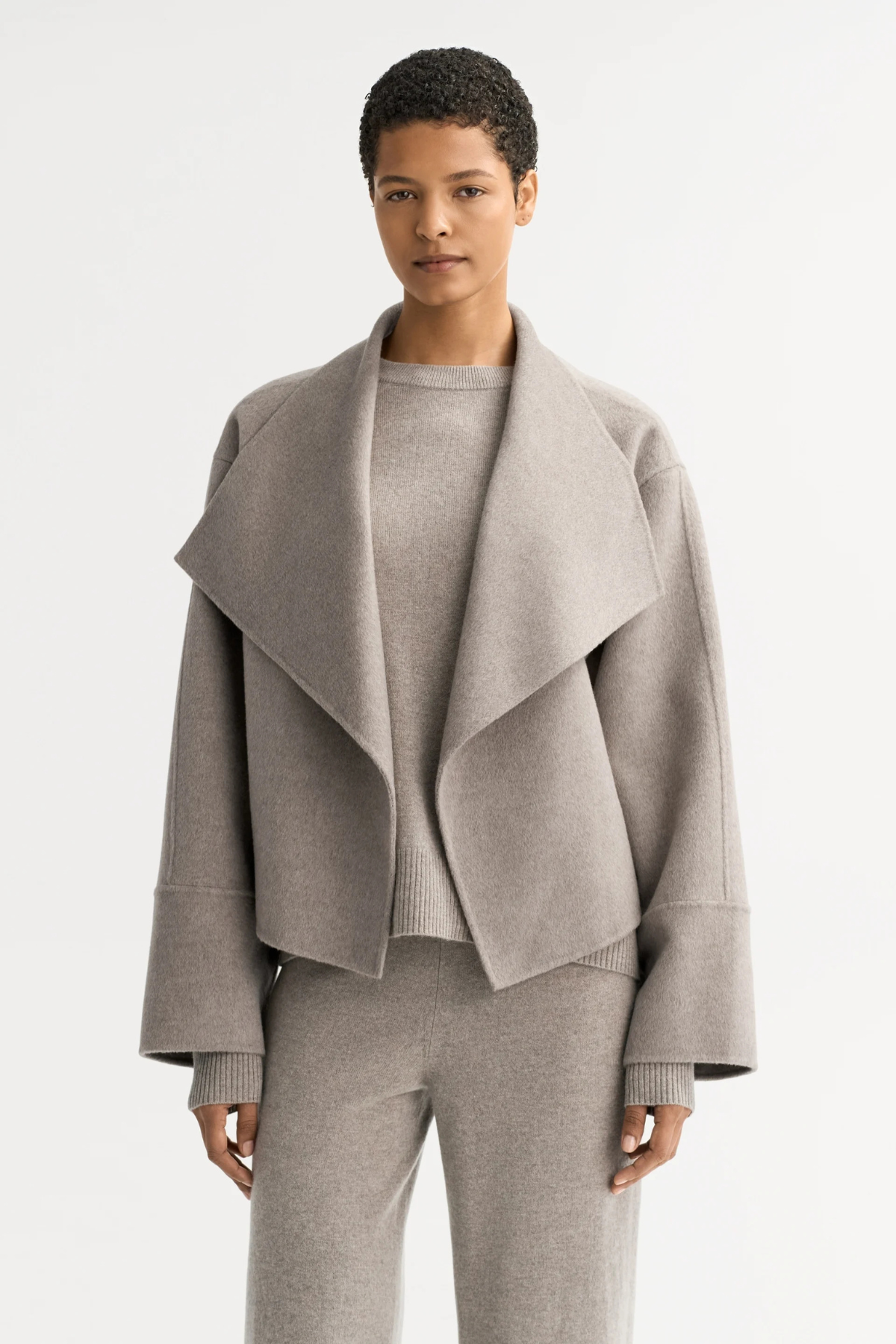 Soft Goat Short Coat - Greige