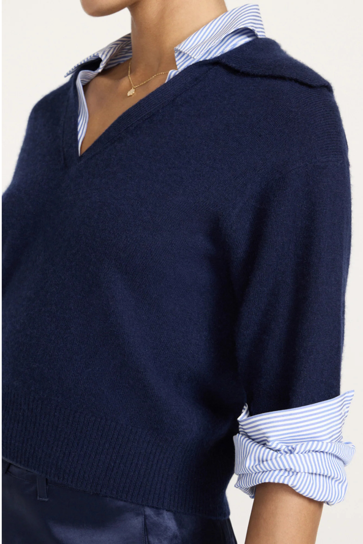 Brochu Walker The Ciara Polo Looker - Navy/ Blue Stripe