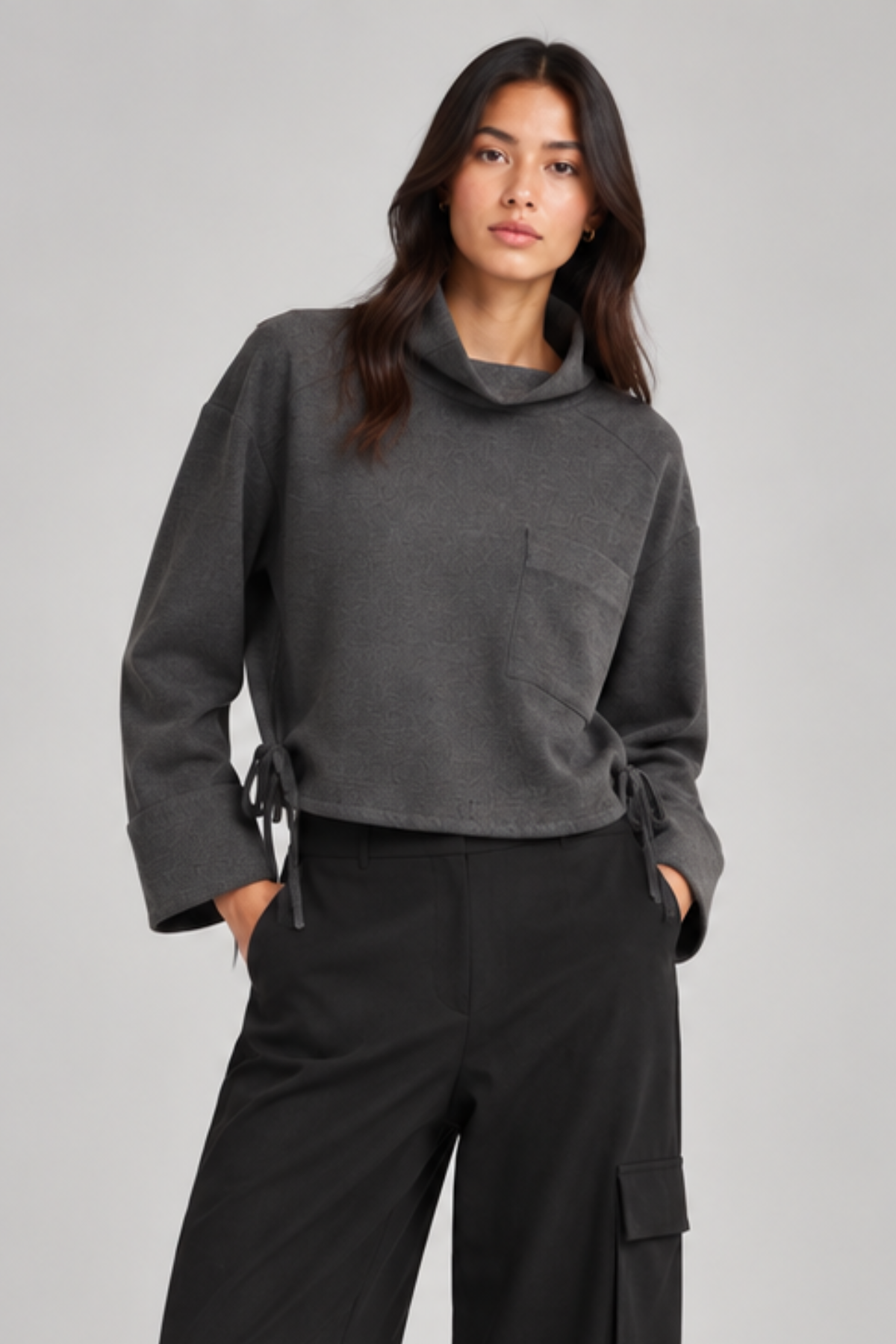 Uli Schneider Flannel Gabardine High Neck Sweater - Graphite Flannel