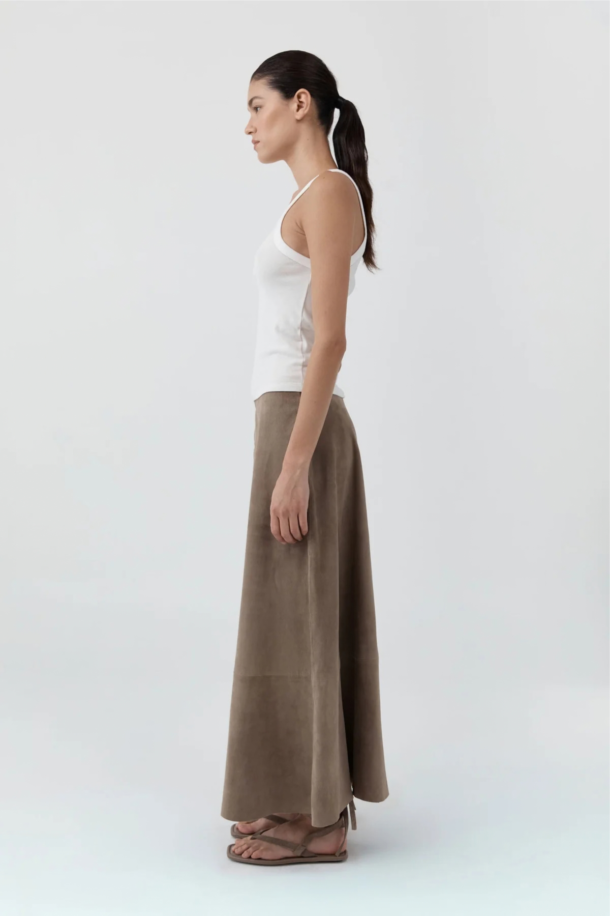 St. Agni Suede Circle Skirt - Earth