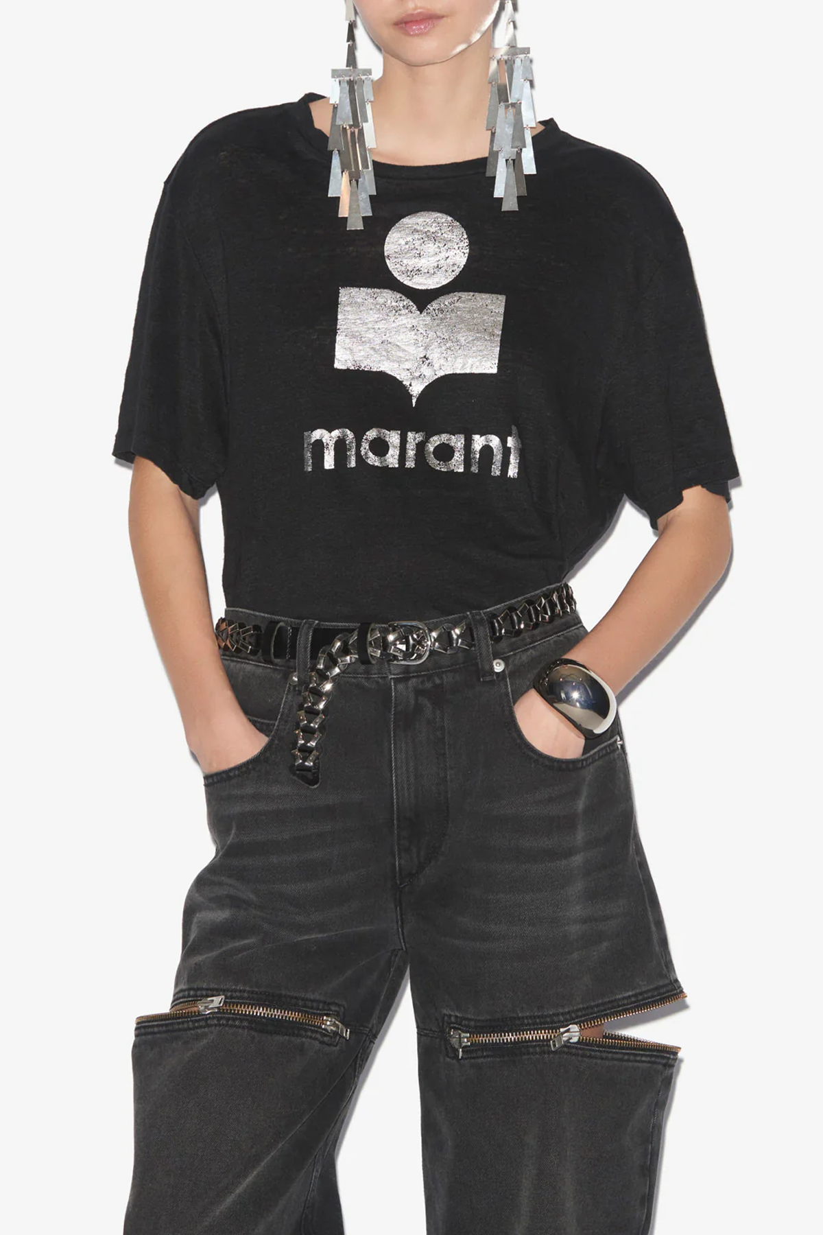 Isabel Marant Étoile Jewel Logo Linen T-Shirt | Canada | USA