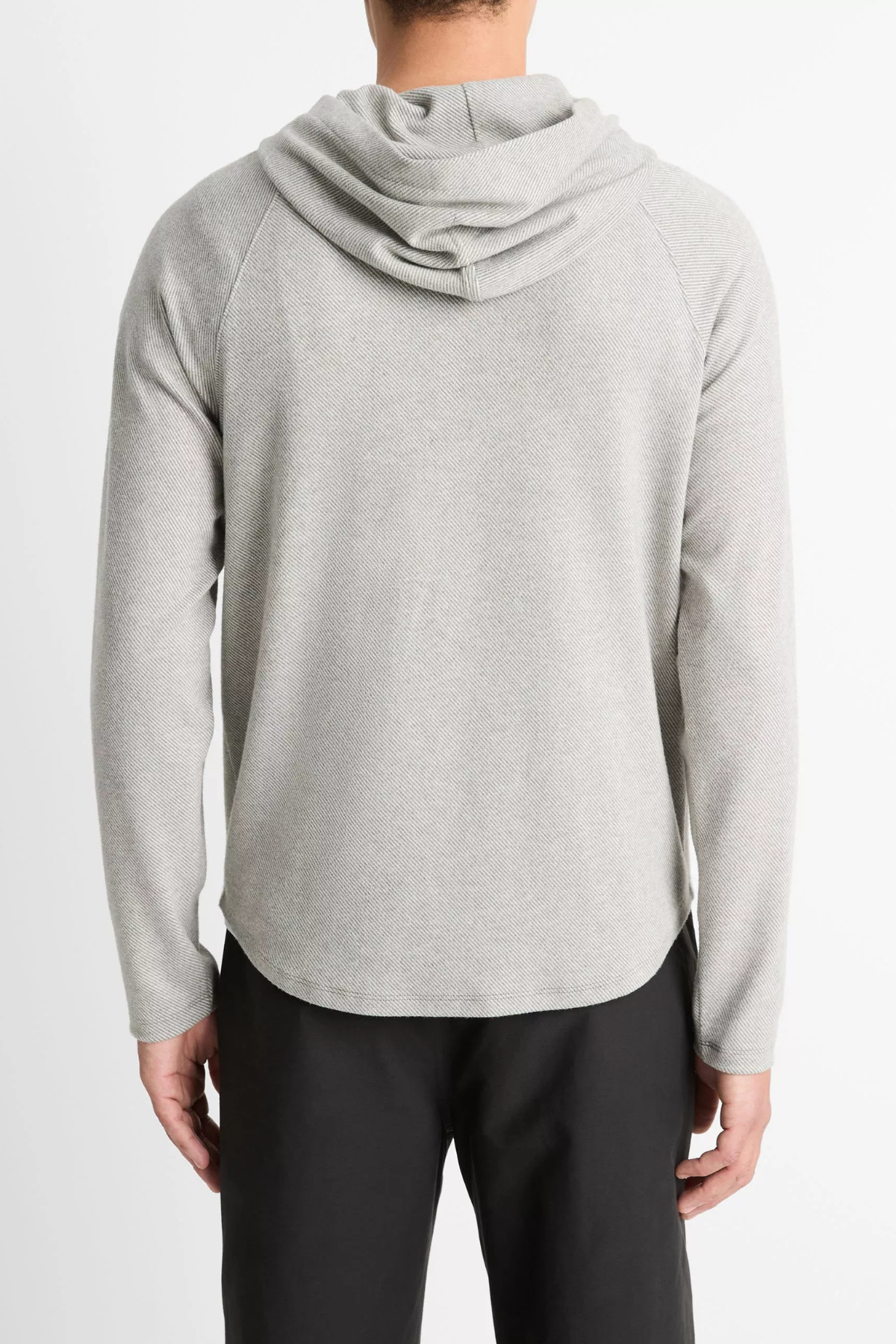 Vince Men's Broken Twill Pullover Hoodie - Grey/ Off White