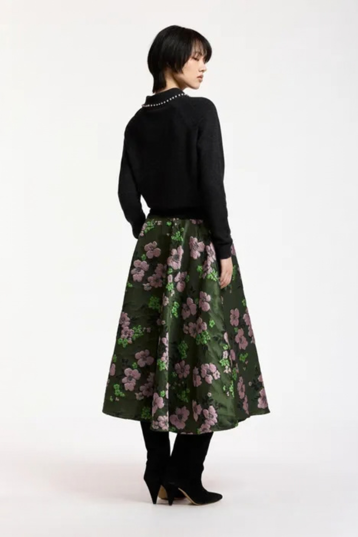 Essentiel Antwerp Kasa Pullover with Pearl Embellished Bow Collar - Black