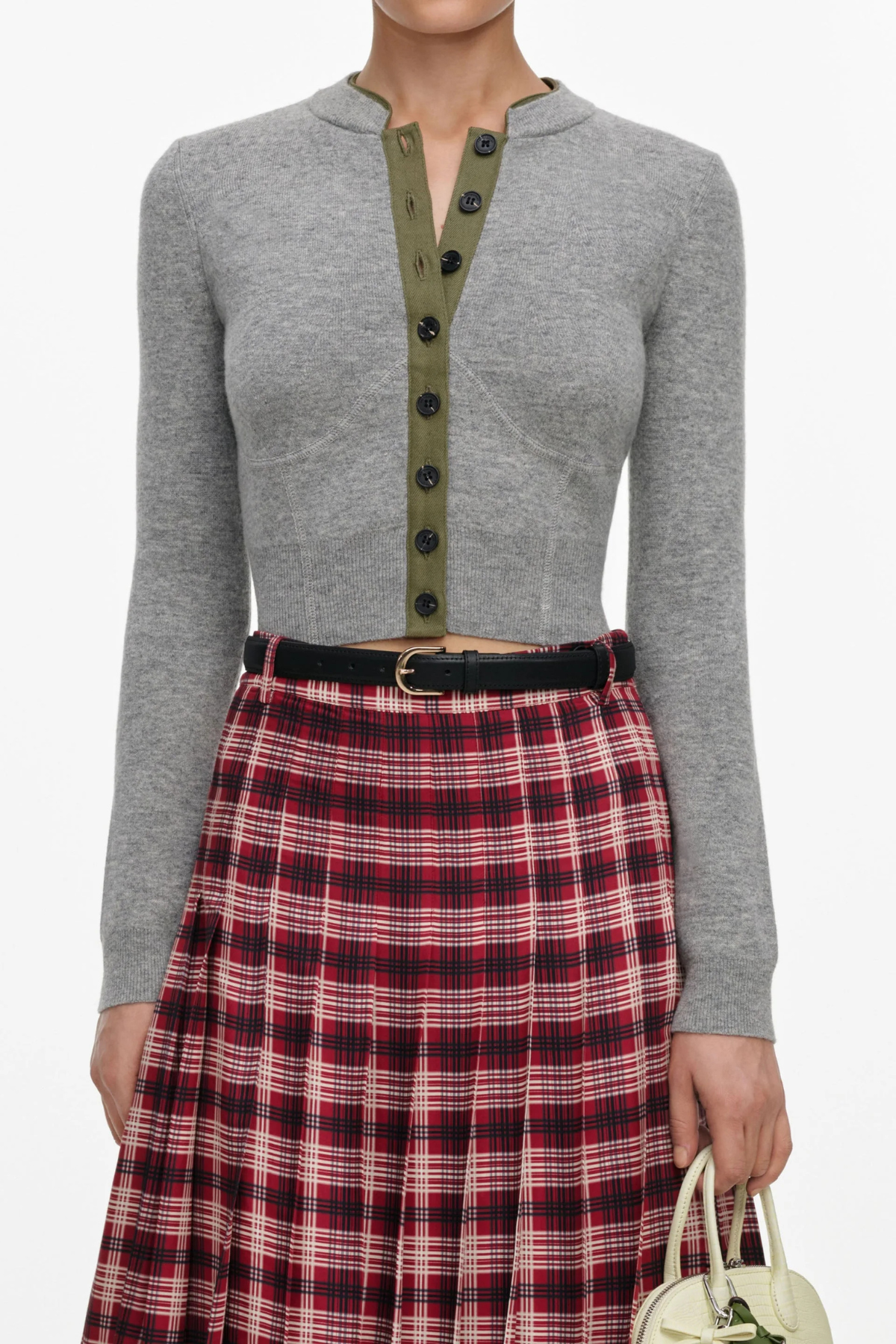 Self-Portrait Burgundy Check Chiffon Midi Skirt - Burgundy