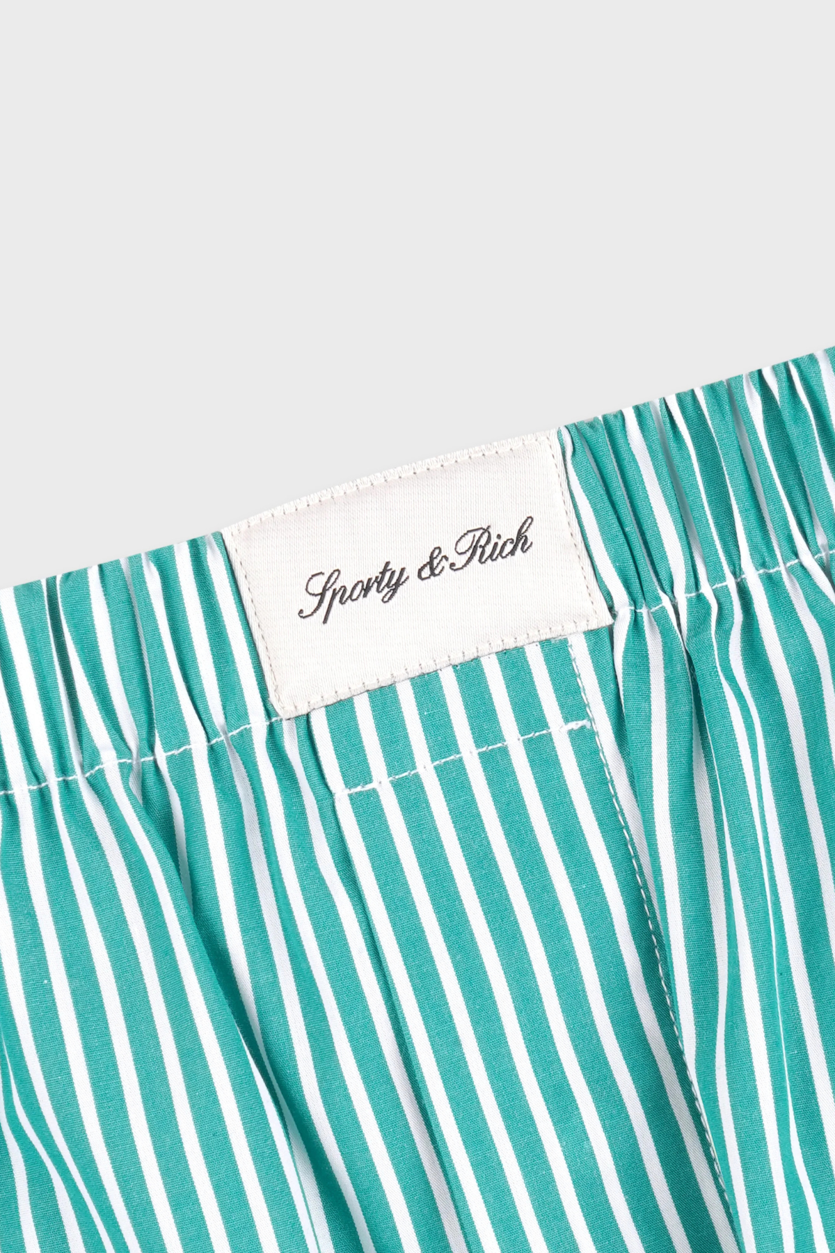 Sporty & Rich Signature Logo Poplin Skirt - Amalfi Green Striped