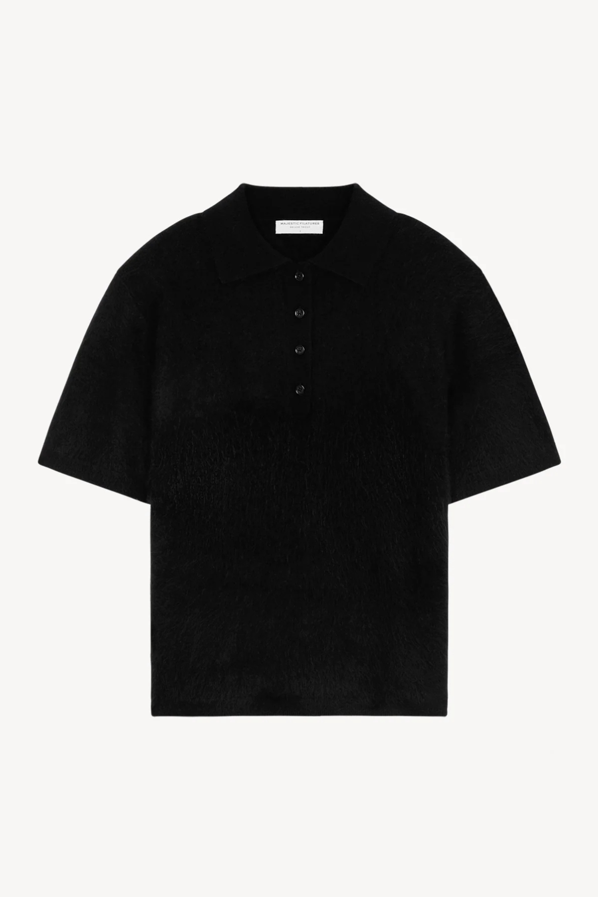 Majestic Filatures Brushed Cashmere Short Sleeve Polo - Noir