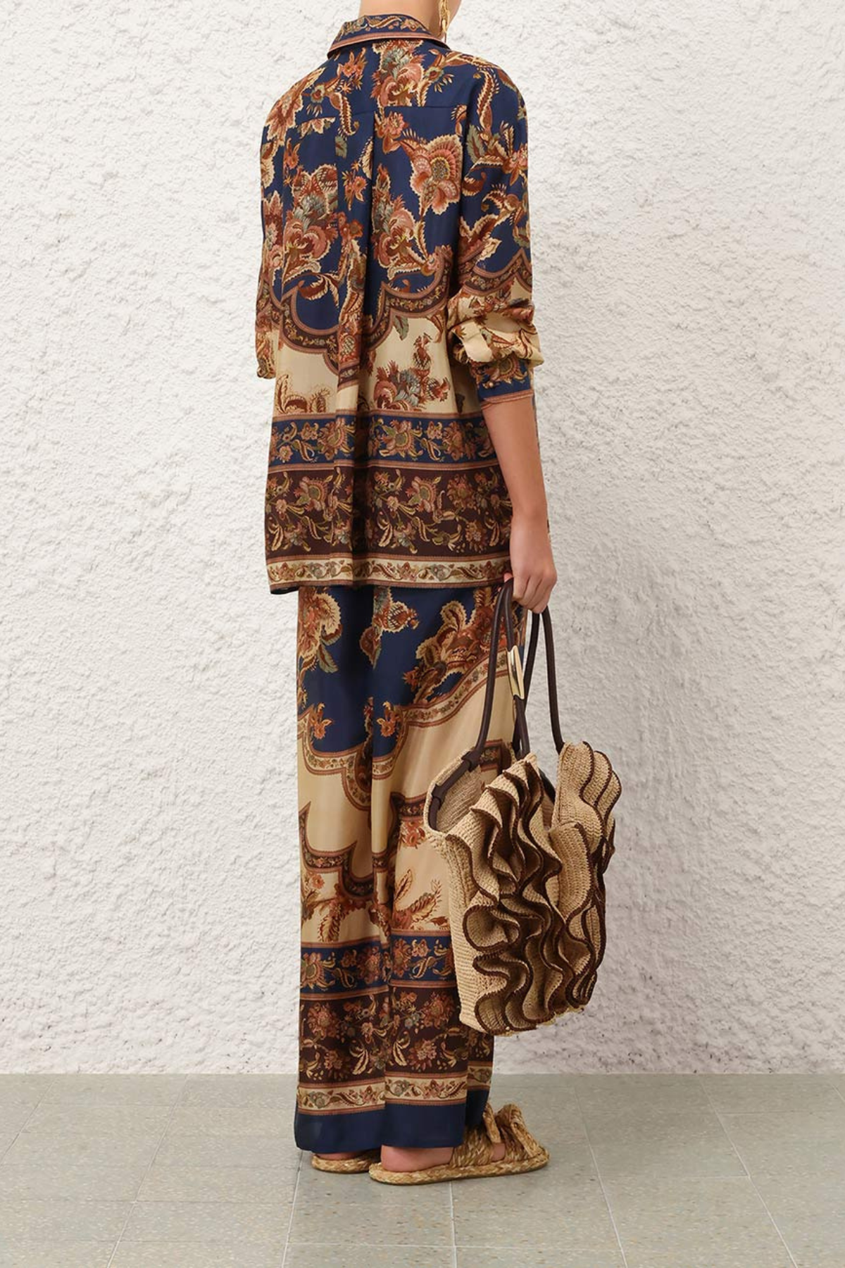 Zimmermann Aster Relaxed Shirt - Navy Jacobean