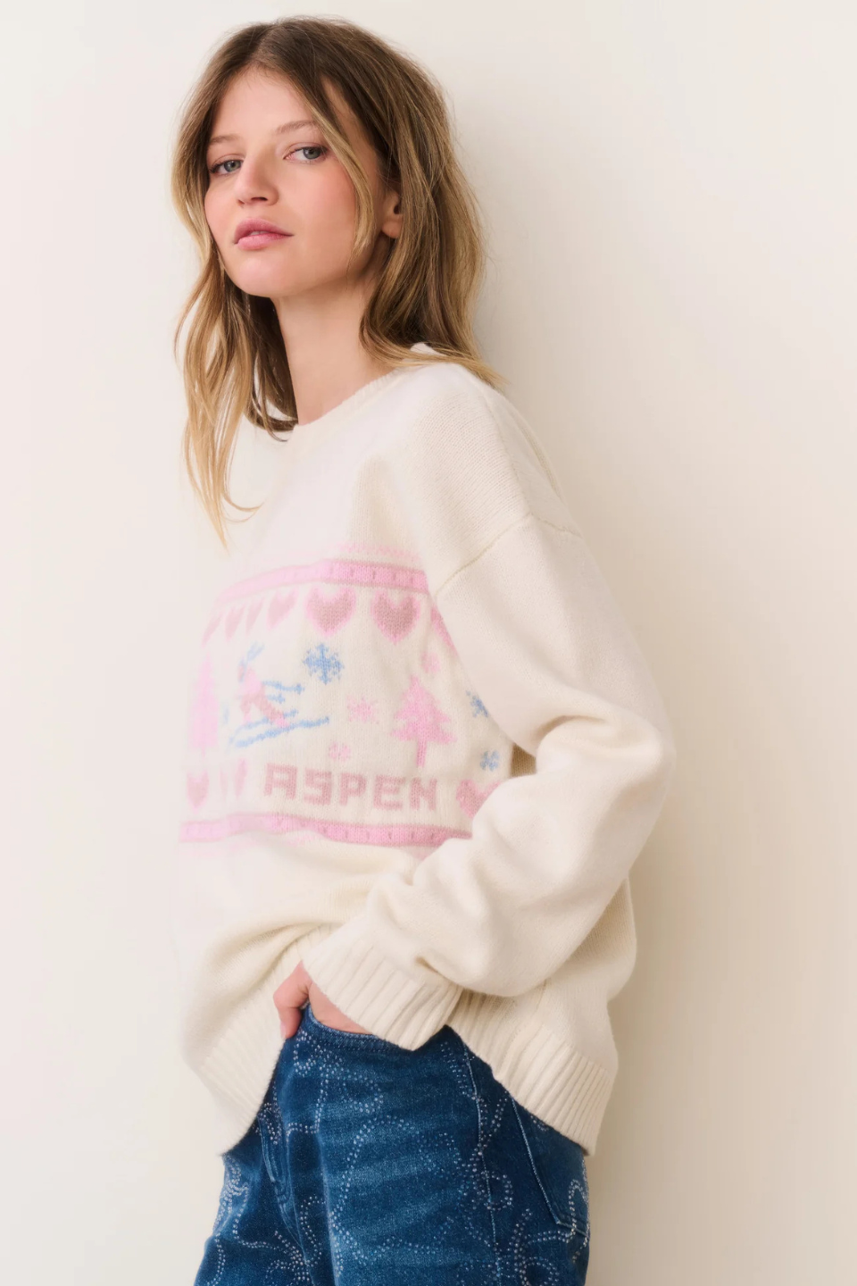 LoveShackFancy Francie Wool Jacquard Pullover