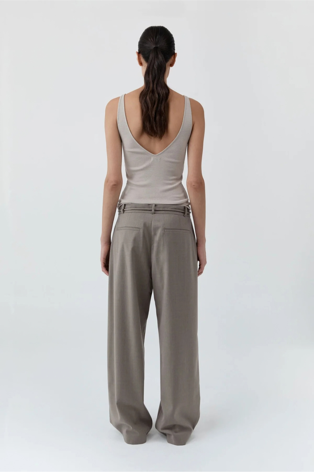 St. Agni Tailored Barrel Pants - Light Taupe
