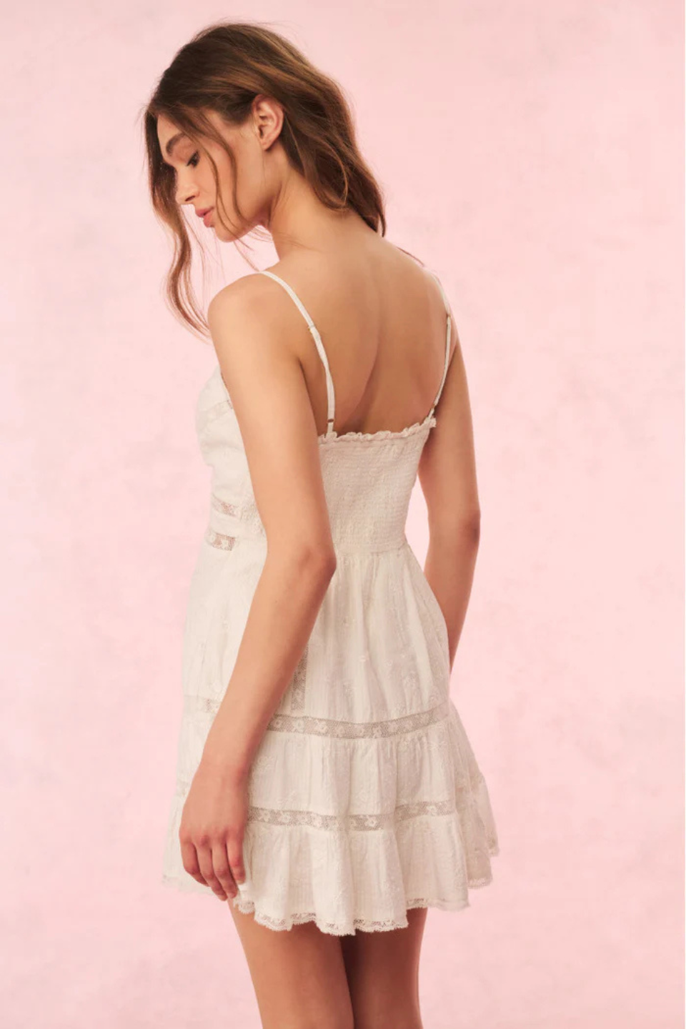 LoveShackFancy Solbina Cotton Rose & Bow Mini Dress
