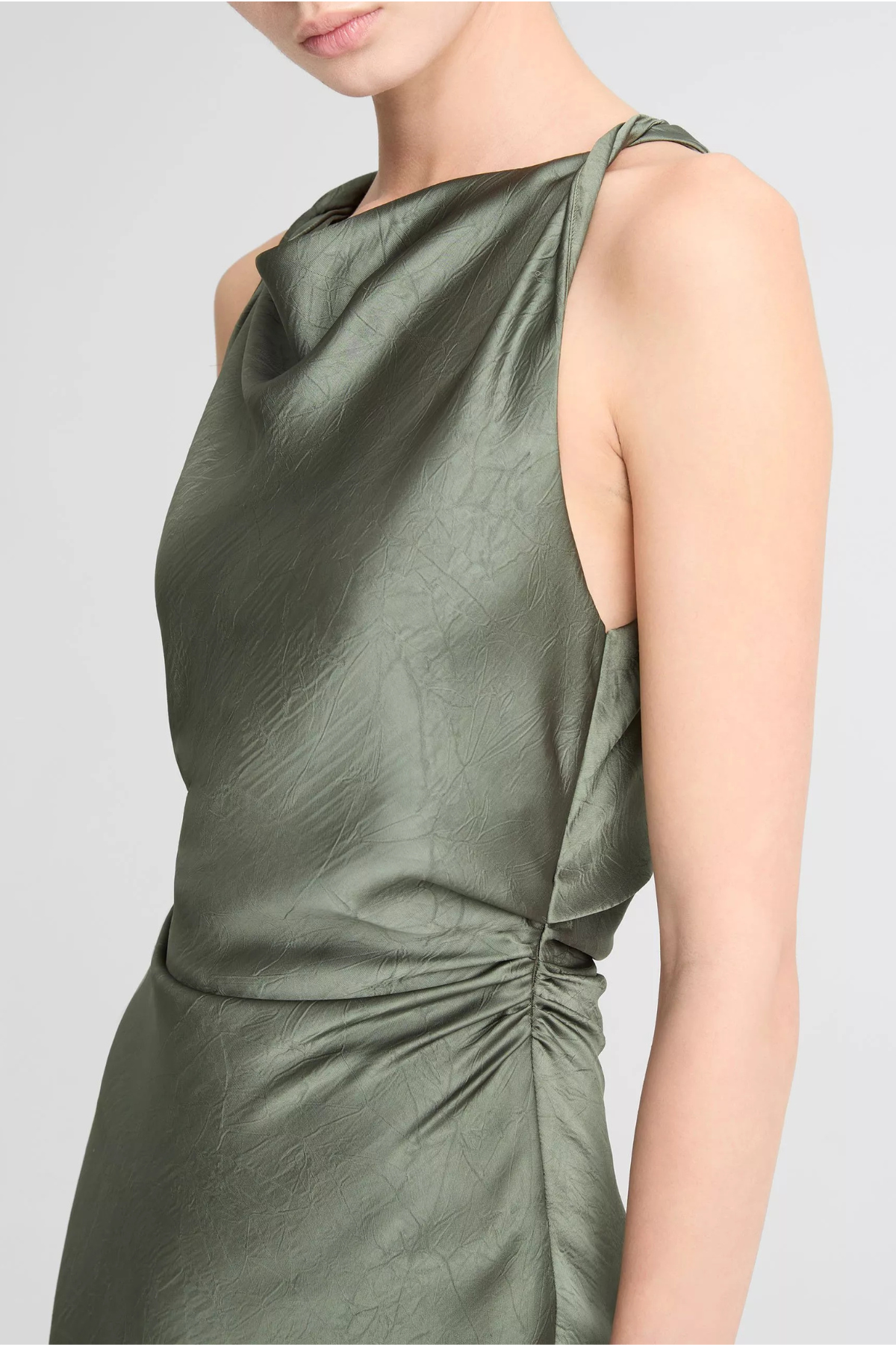 Vince Twist Shoulder Cowlneck Dress - Pine Grove