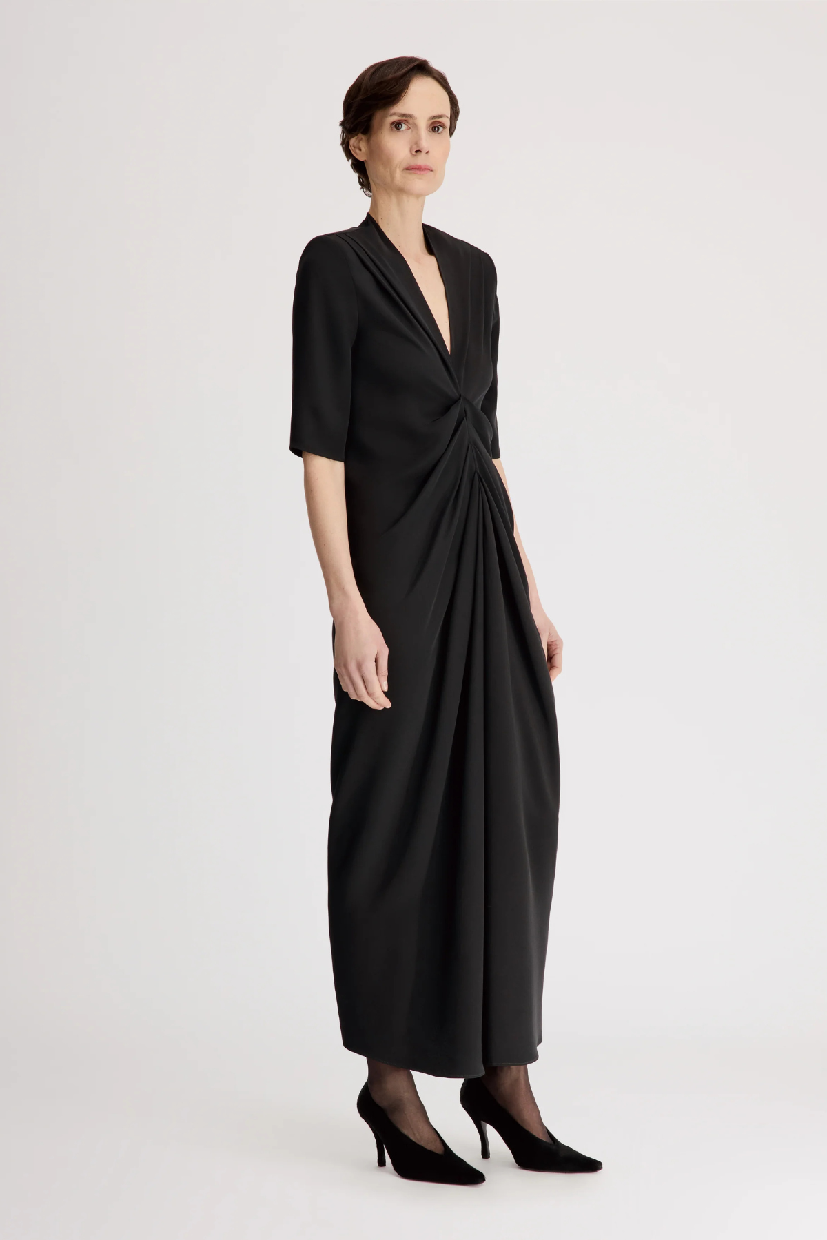Loulou de Saison Willa Front Zip Midi Dress - Black