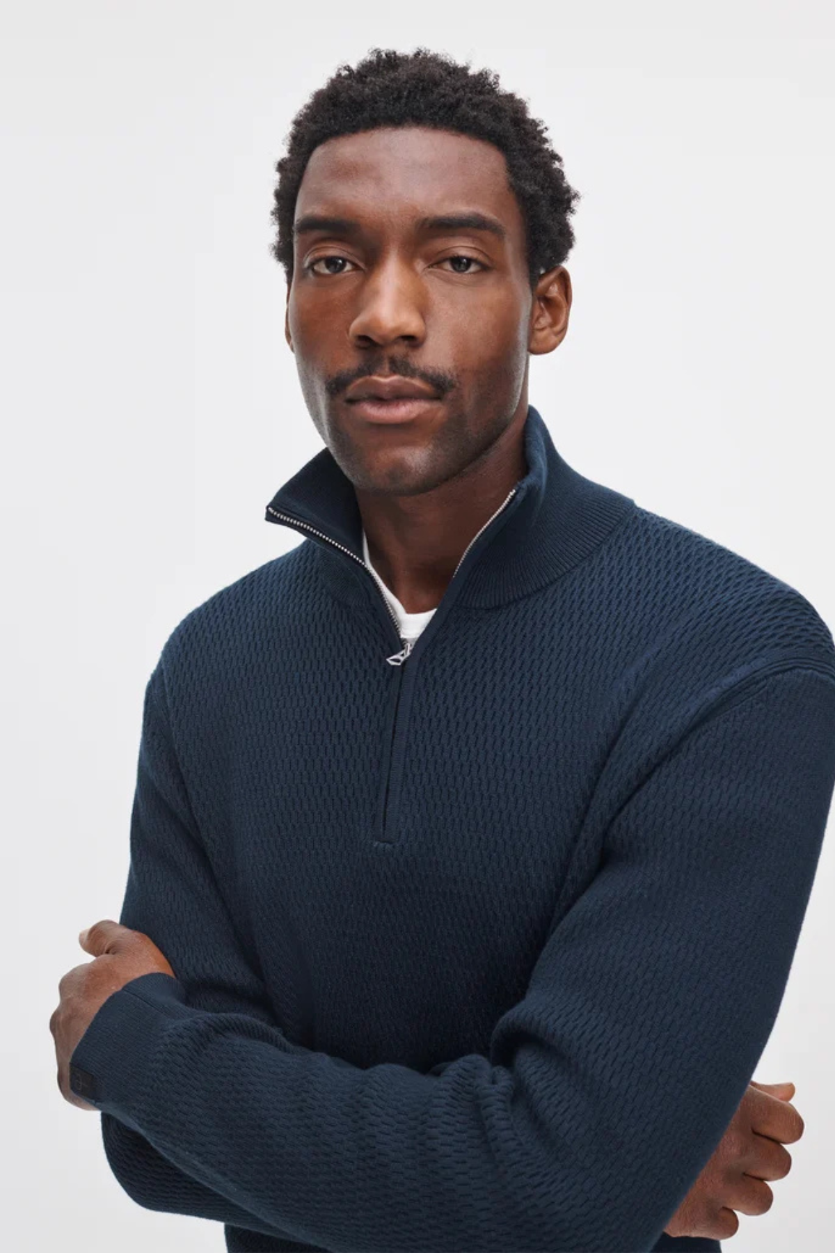 Rag & Bone Men's Danton Cotton Quarter Zip Sweater - Navy