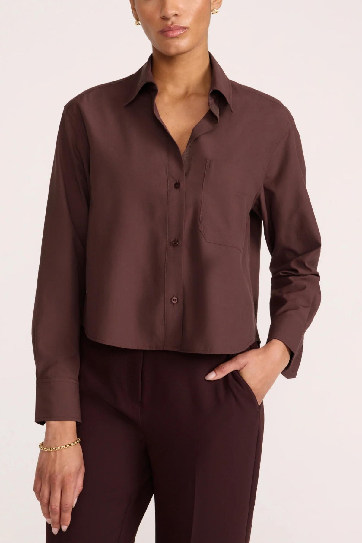Brochu Walker Everyday Cropped Shirt - Barolo