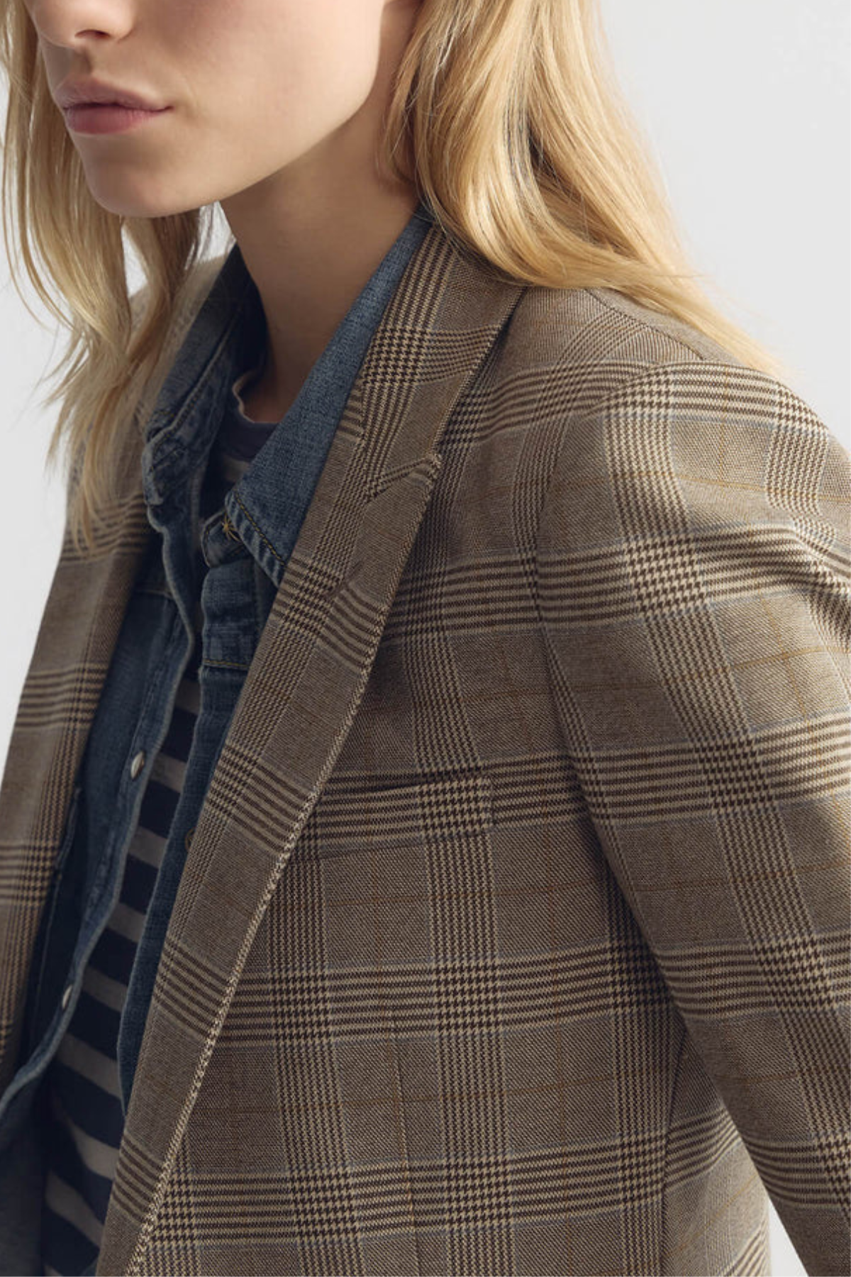 Nili Lotan Anabel Tailored Jacket - Grey/ Ochre Check