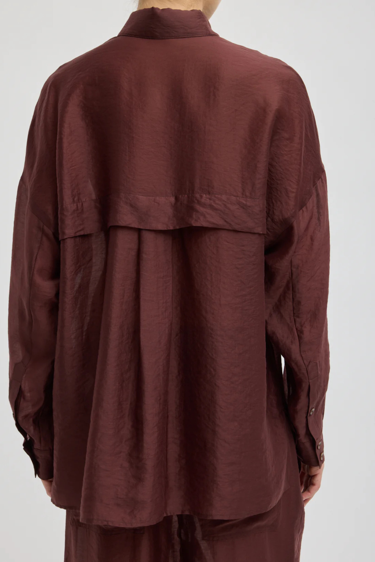 Tibi Summer Voile Stella Oversized Shirt - Russet Brown