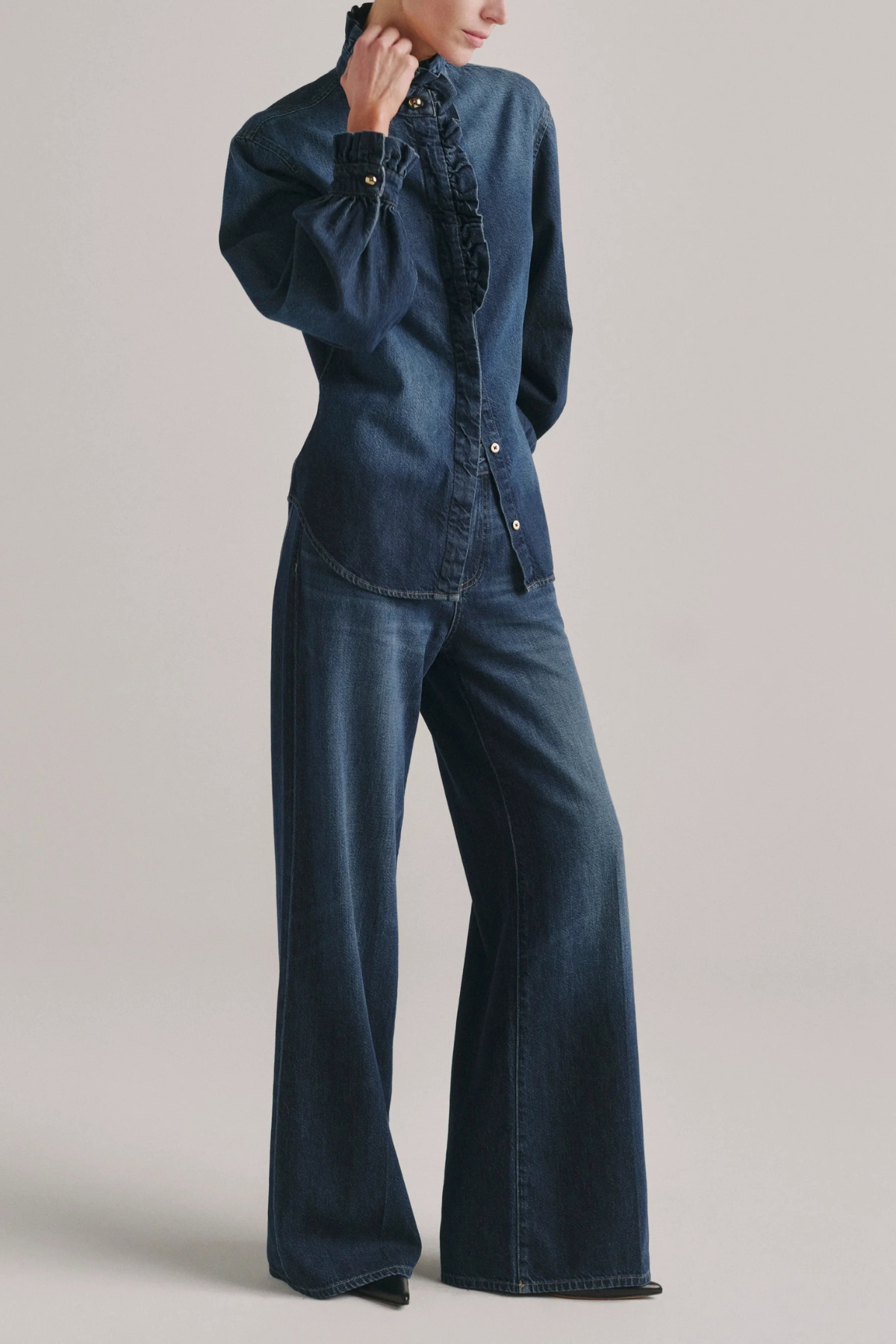 DL1961 Alex Baggy Wide Leg Mid Rise 32" Jeans - Fall Blues Aura