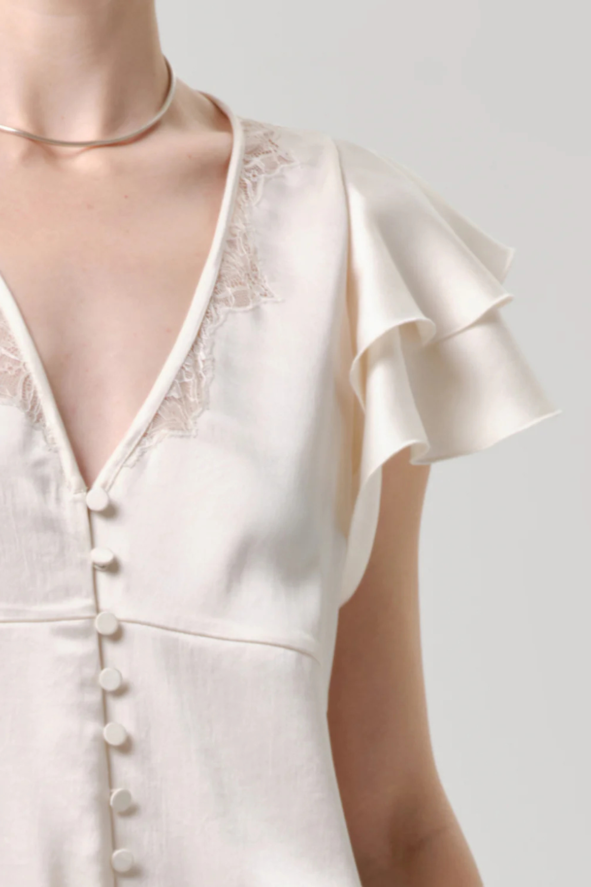 Citizens of Humanity Lola Flutter Lace Sleeve Top - Cream