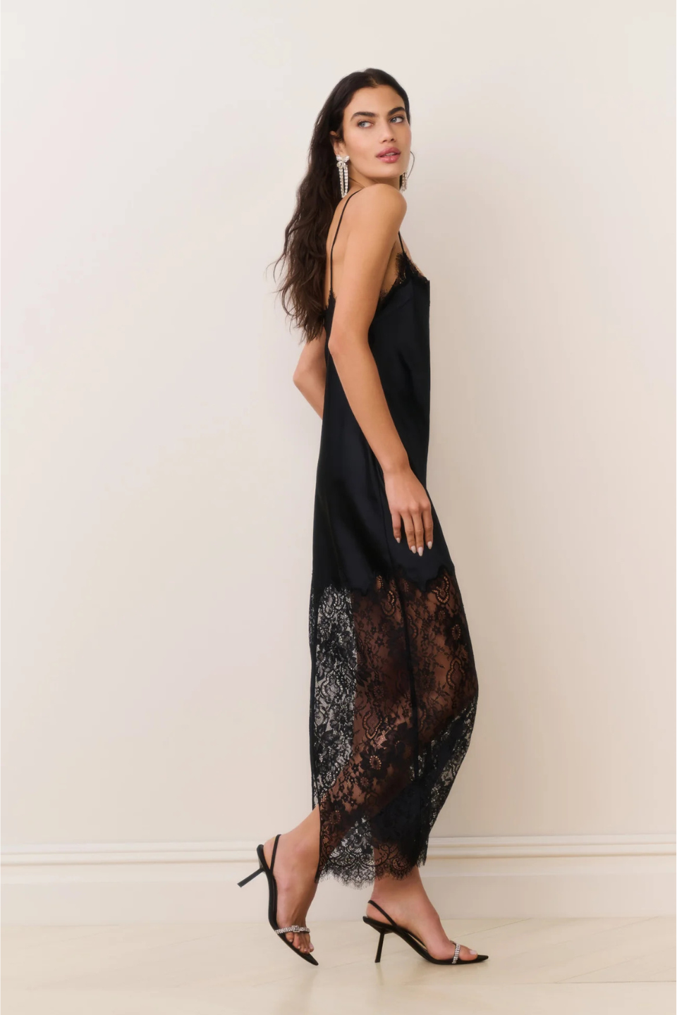 LoveShackFancy Circe Satin Lace Maxi Dress