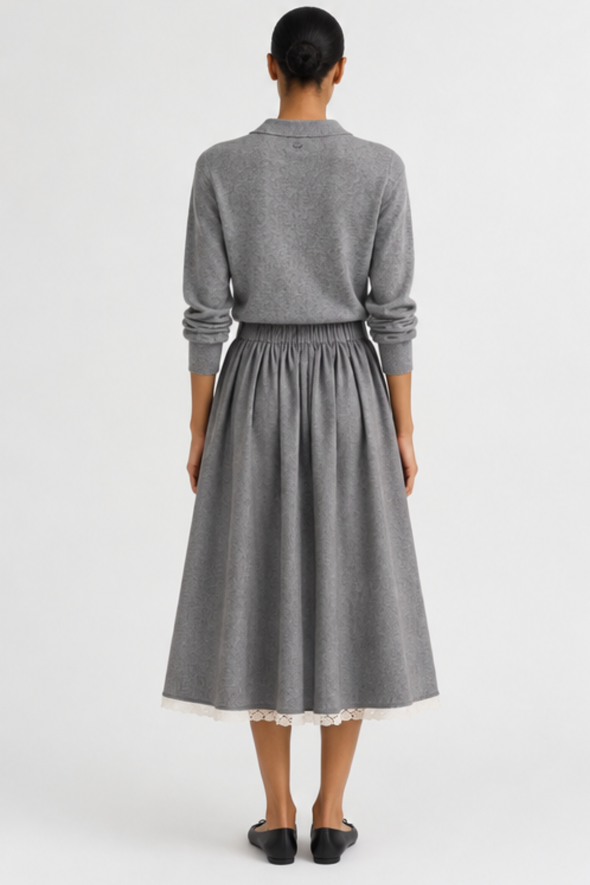 MARIA McMANUS Gathered Skirt - Grey Melange