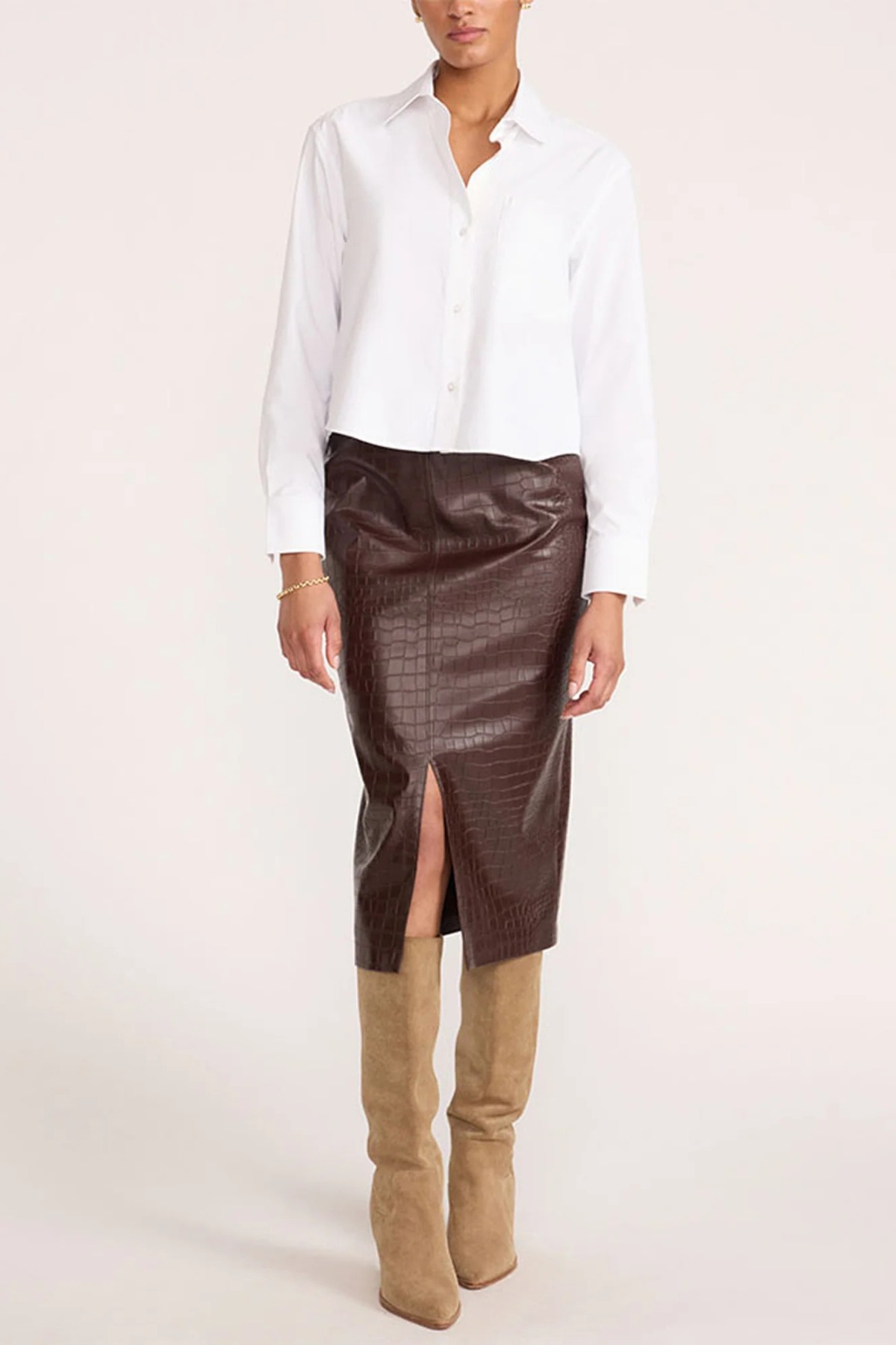 Brochu Walker Everyday Cropped Shirt - Salt White
