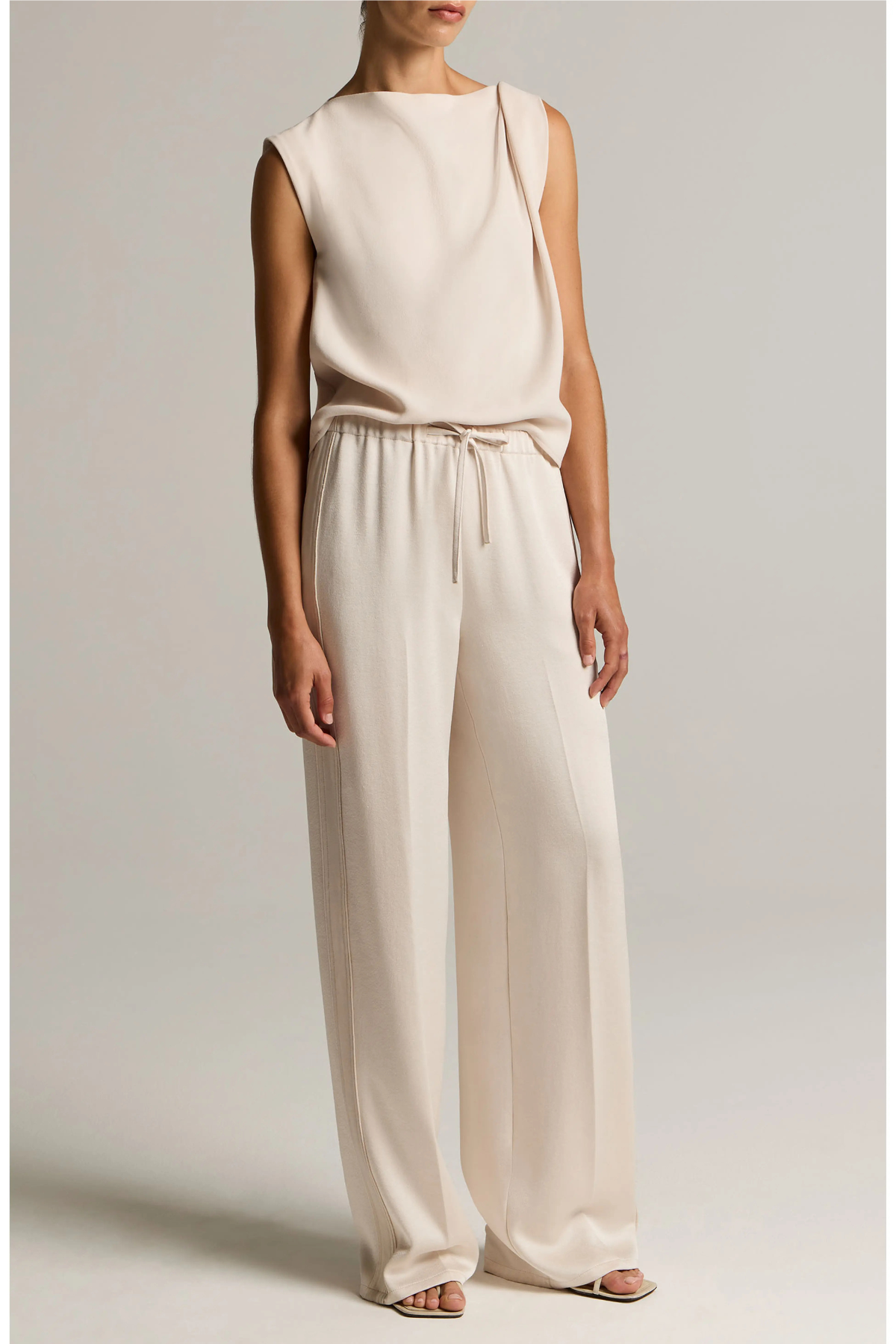 Vince Draped Shoulder Sleeveless Top - Blush Cloud