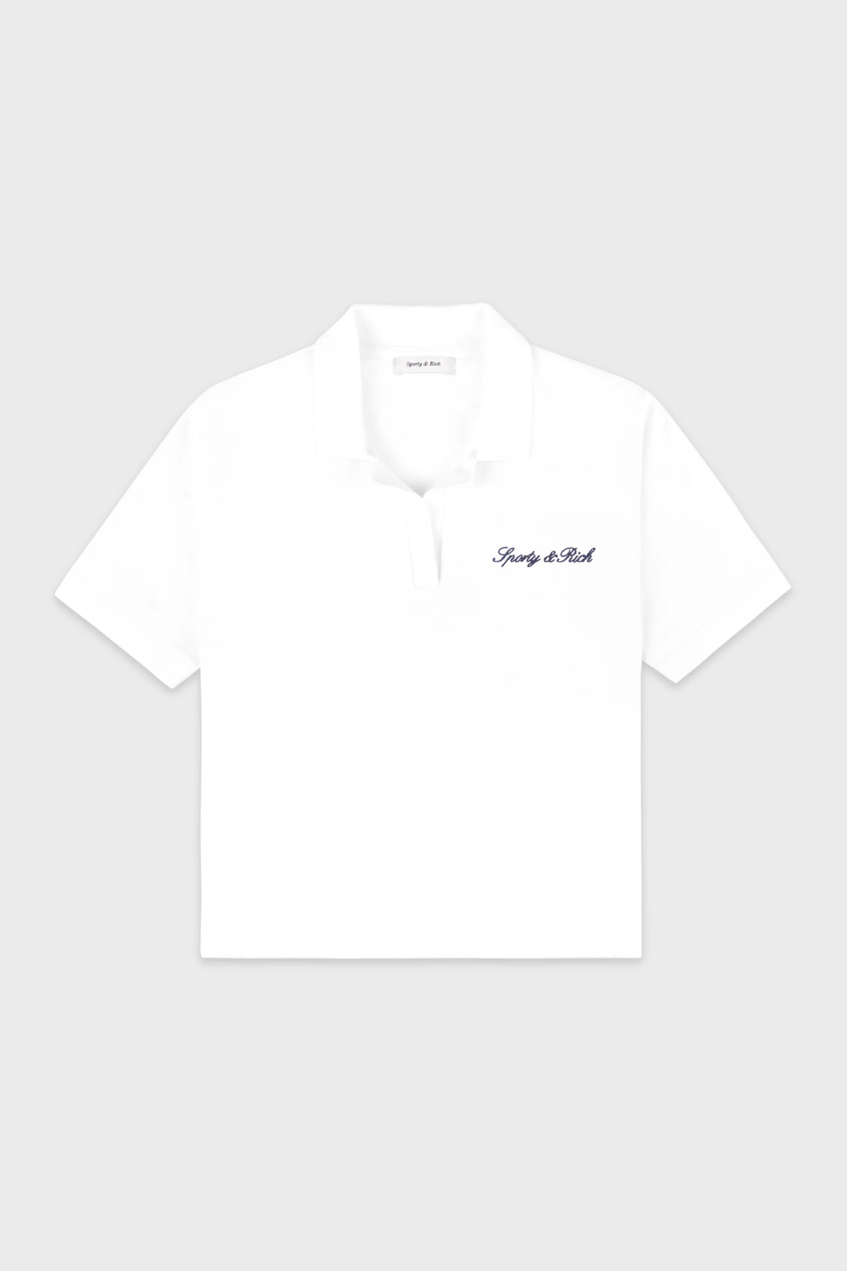 Sporty & Rich Signature Logo Terry Polo - White Light Navy