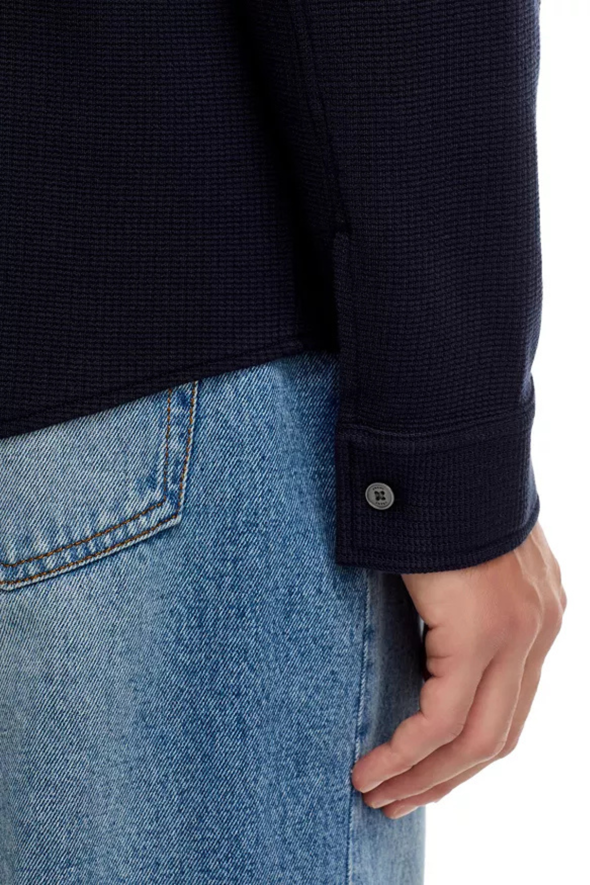 Frame Men's Waffle Textured Shirt - Dark Navy