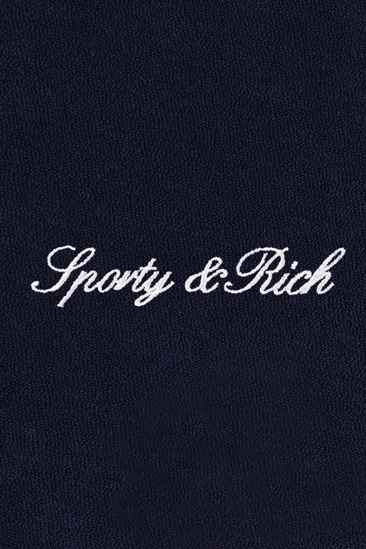 Sporty & Rich Signature Logo Terry Short - Dark Navy/White
