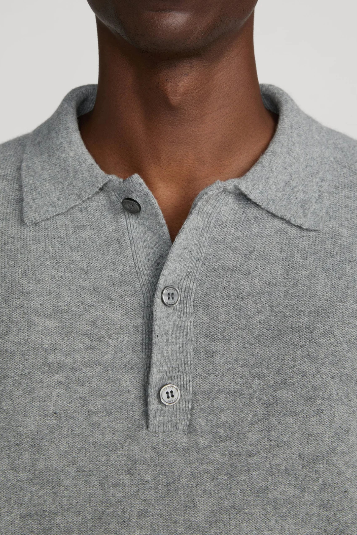 Frame Men's Boiled Wool Polo Sweater - Grey Melange