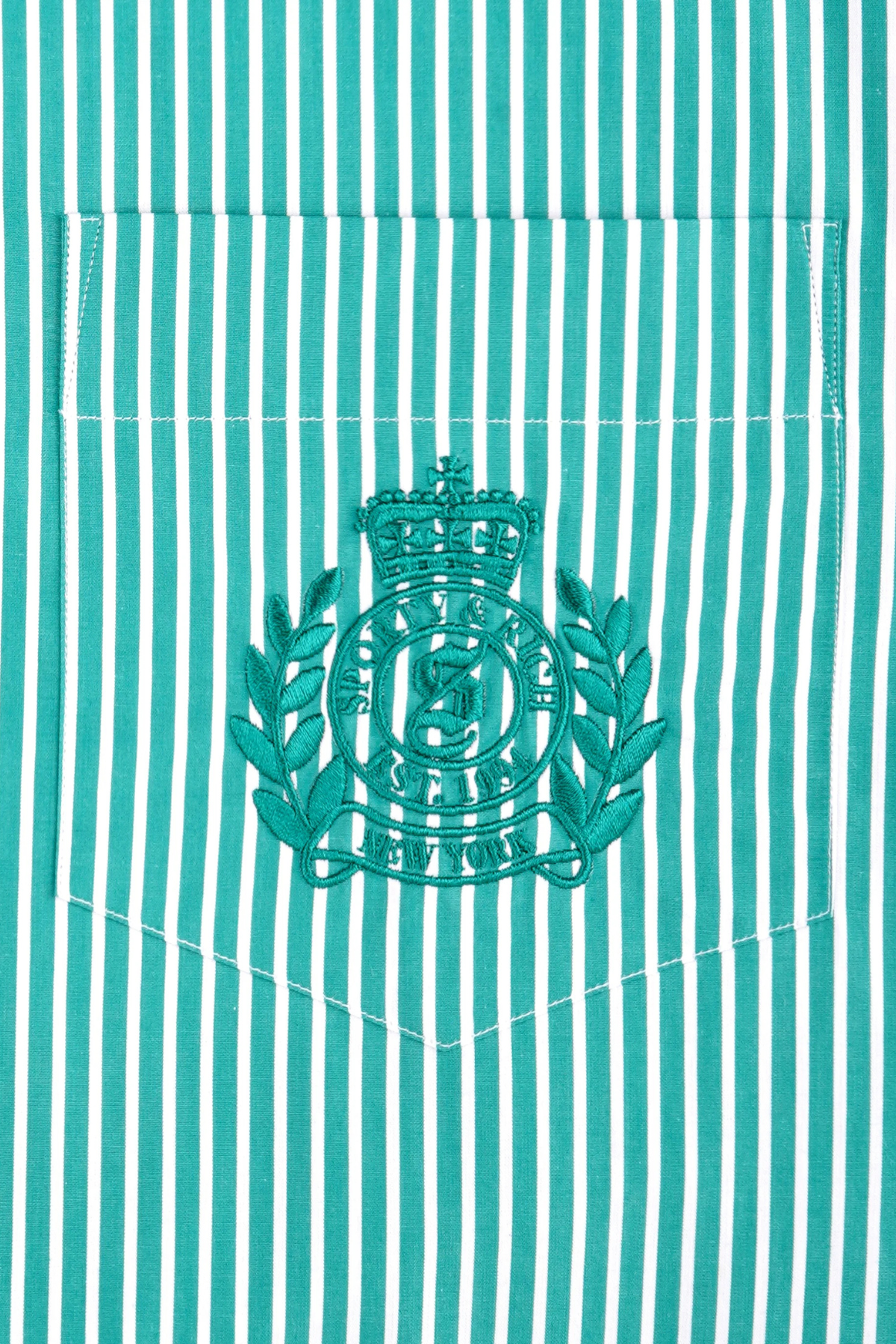 Sporty & Rich NY Crest Oversized Shirt - Amalfi Green Striped