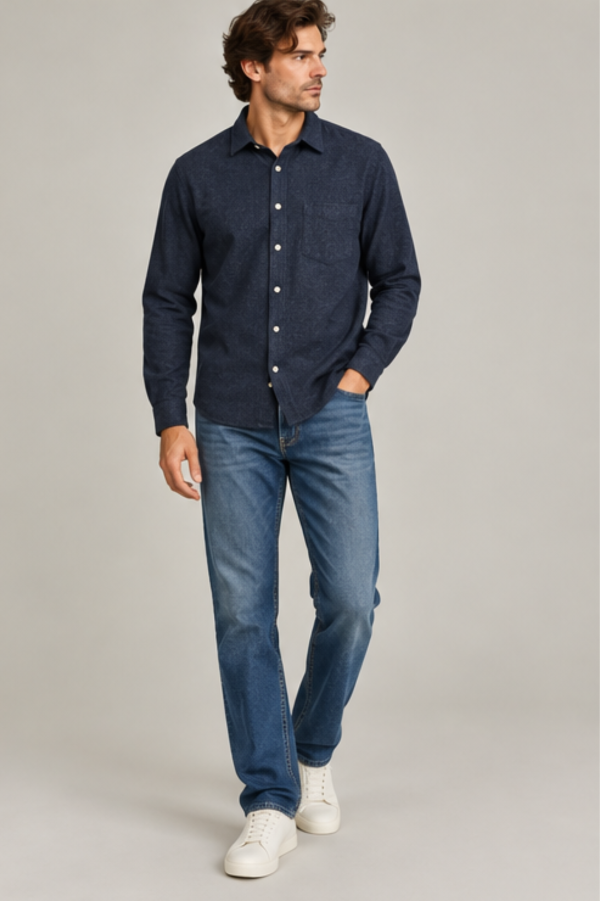 Hartford Men's Paul Woven Shirt - Navy