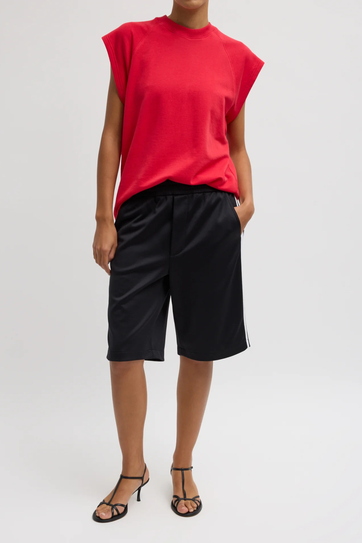 Tibi Light Weight Sweashirting Sleeveless Easy Top - Red
