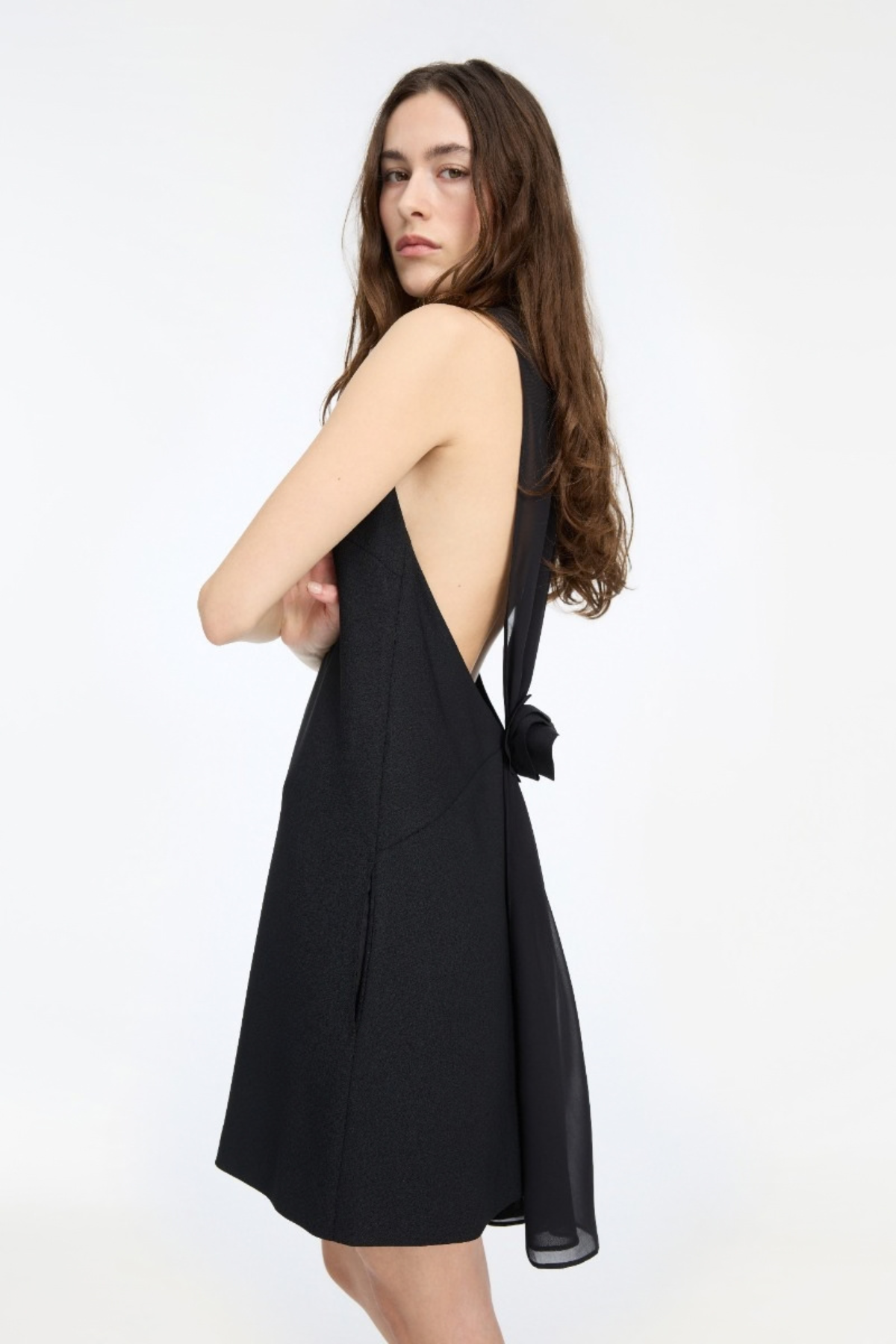 ROTATE Birger Christensen Crepe Mini A-Line Dress - Black