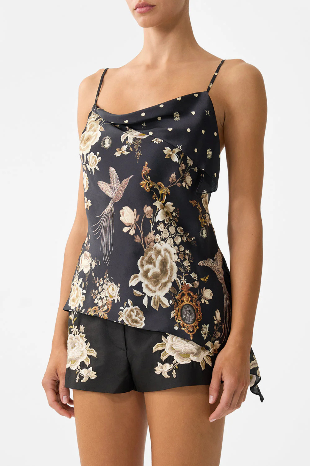 Camilla Asymmetric Draped Top - Flamenco Folklore
