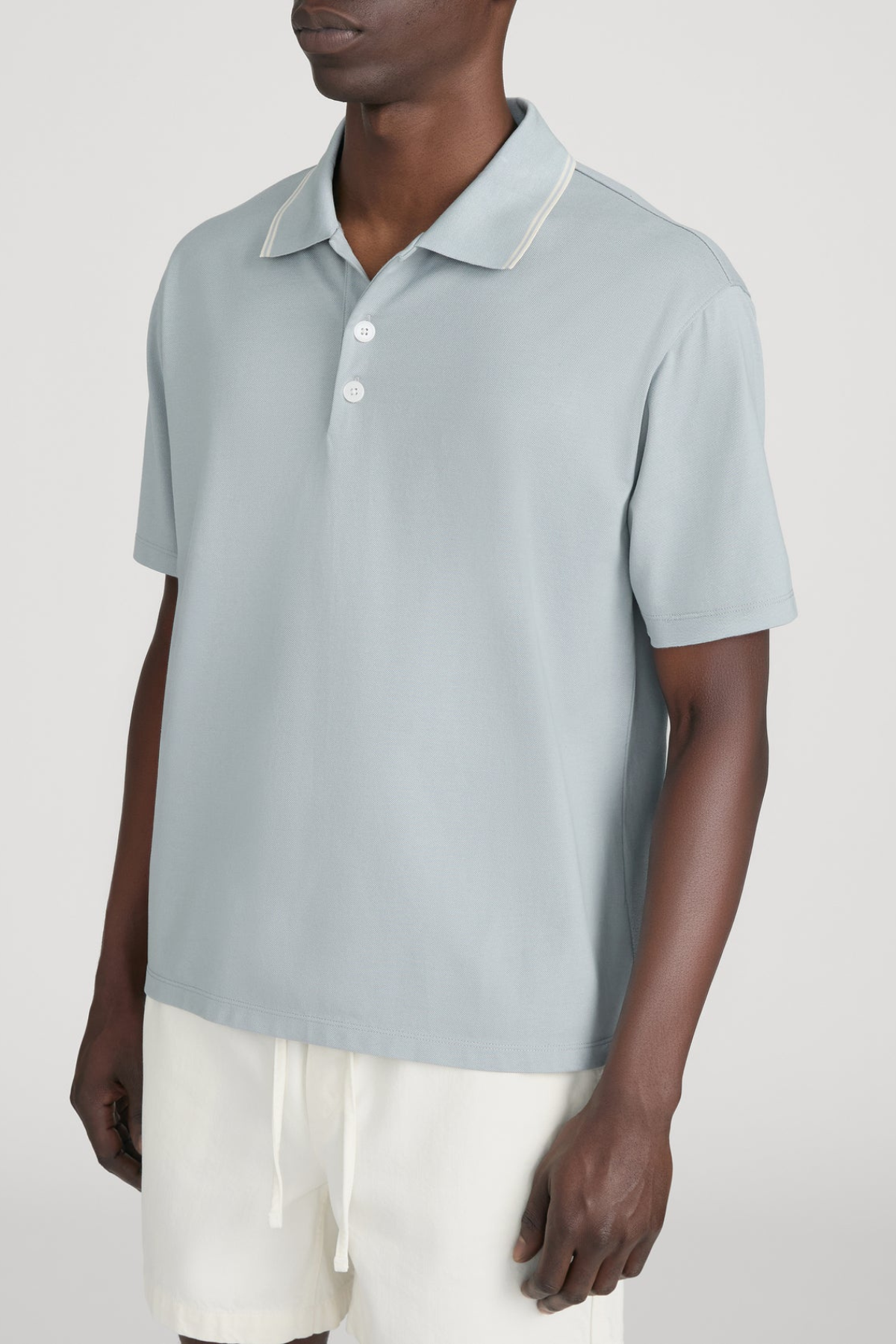 Frame Men's Light Pique Polo - Blue Grey
