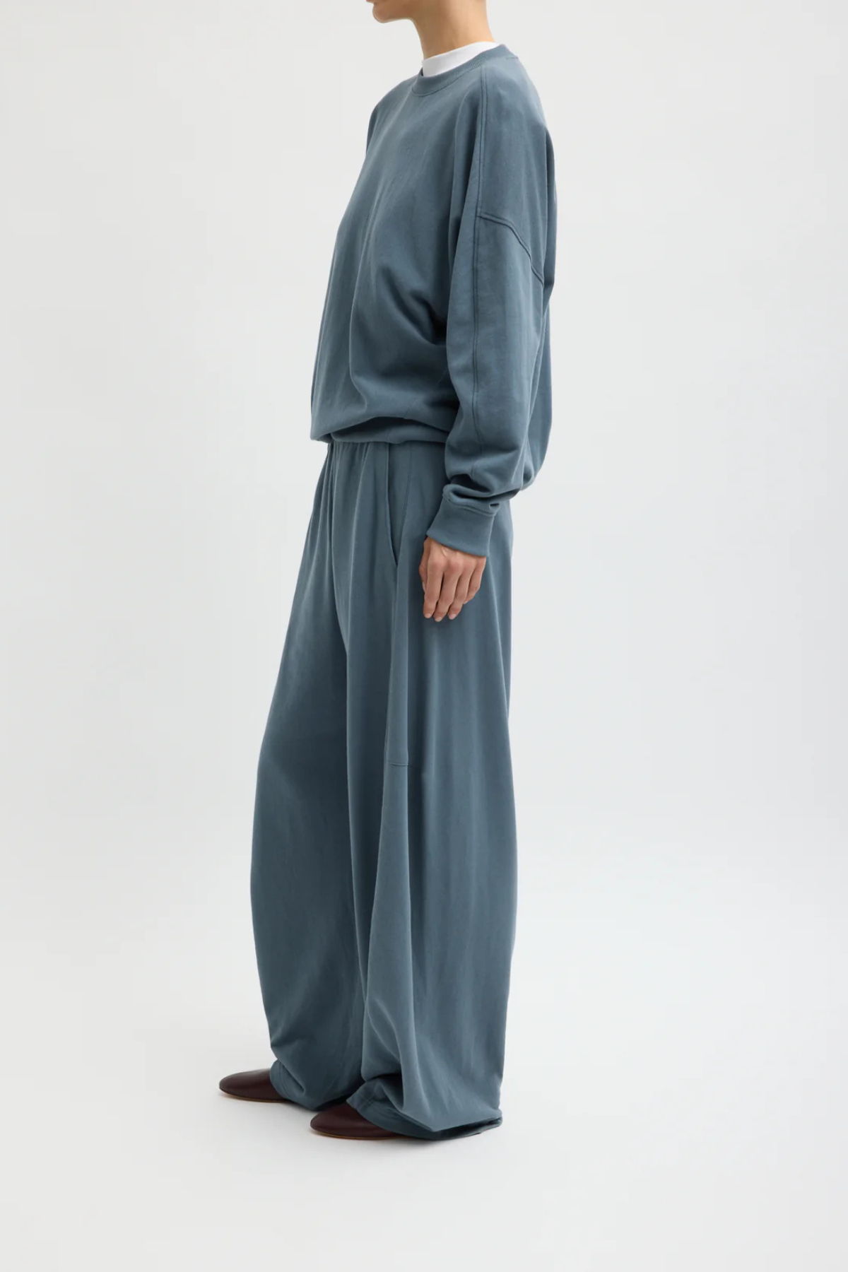 Tibi Light Weight Sweatshirting Winslow Pant - Blue Grey