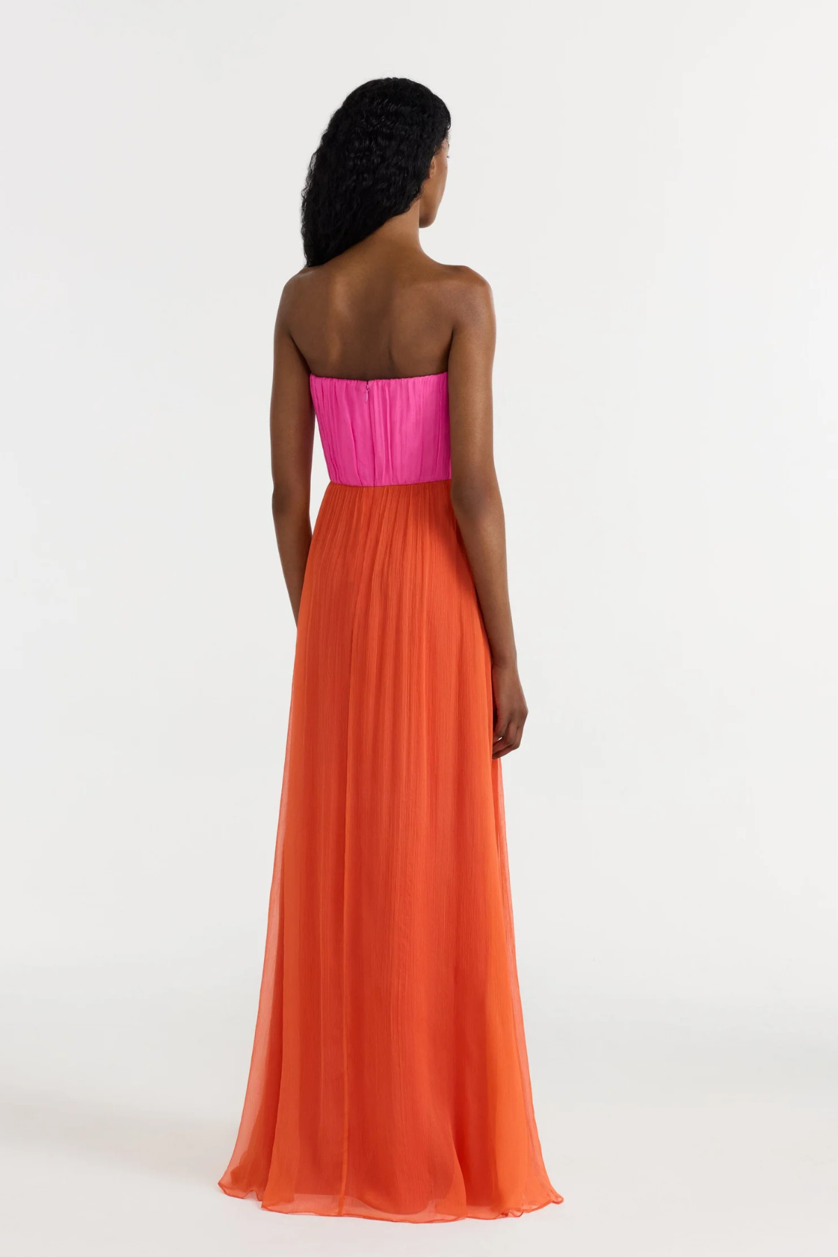 Saloni Priya Long Dress - Peony/ Tangerine