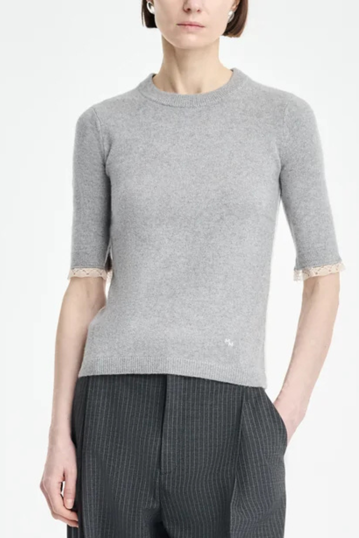 MARIA McMANUS Baby Tee - Grey Lace